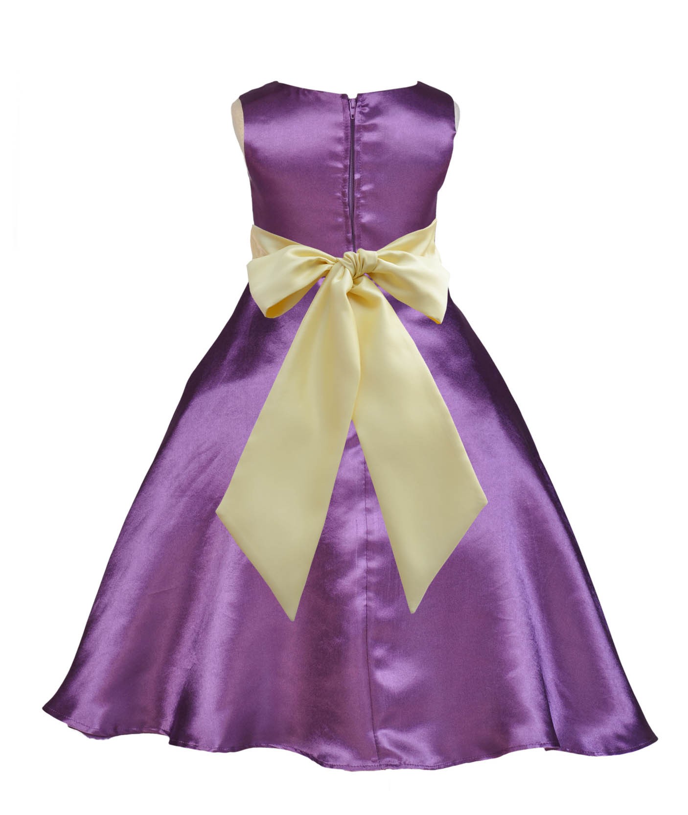 Purple/Canary A-Line Satin Flower Girl Dress Party Recital 821S