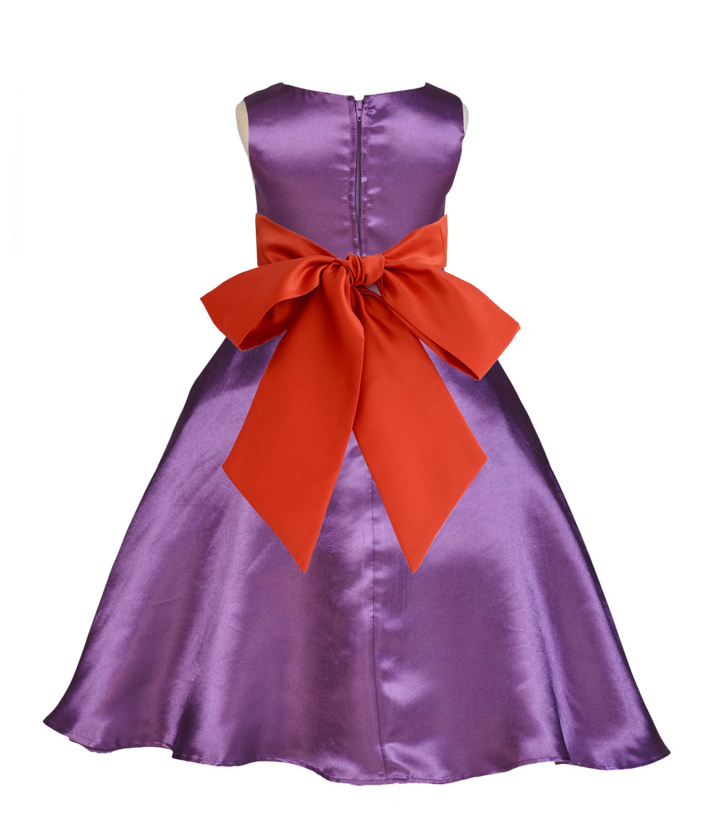 Purple/Persimmon A-Line Satin Flower Girl Dress Party Recital 821S