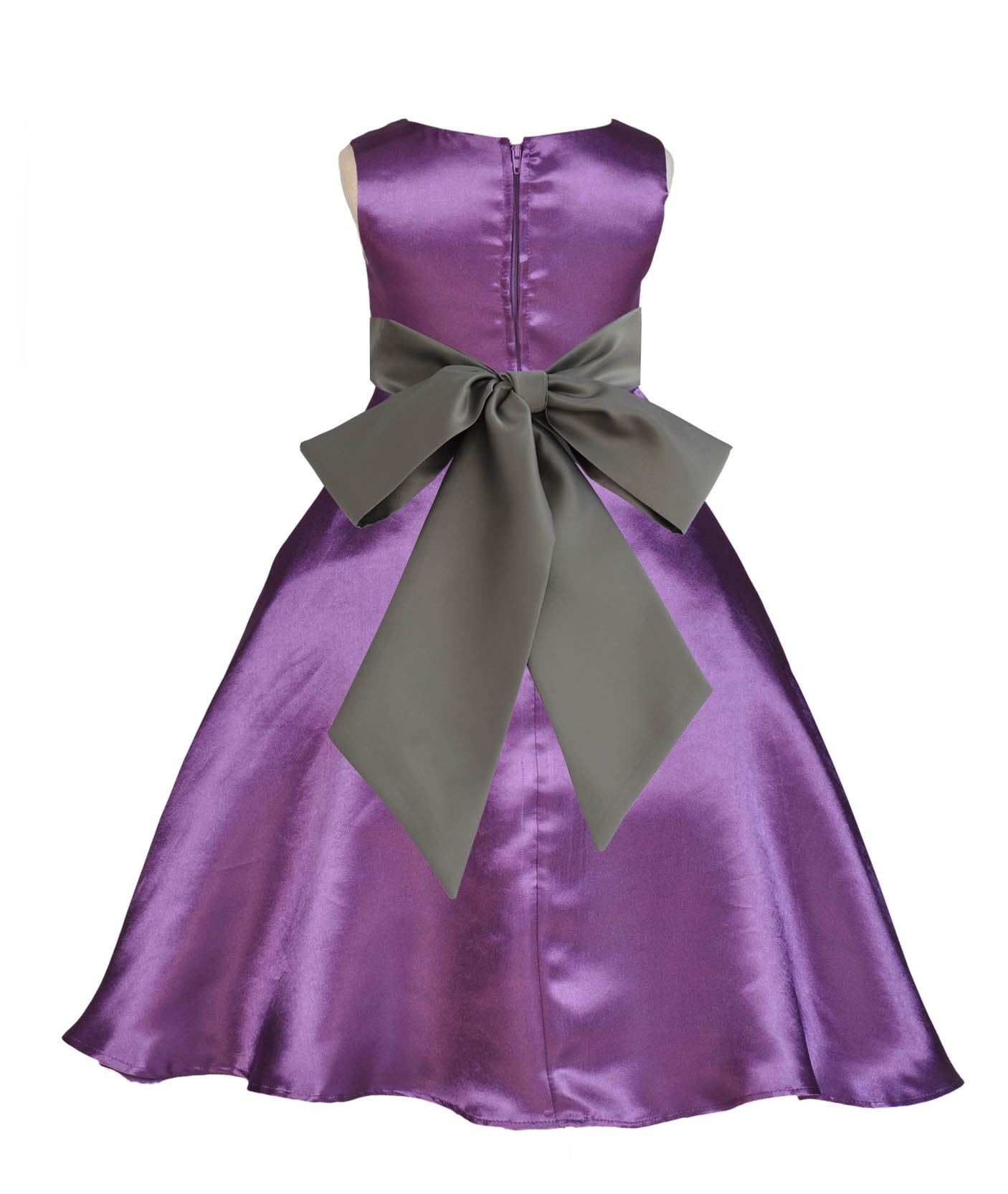 Purple/Mercury A-Line Satin Flower Girl Dress Party Recital 821S
