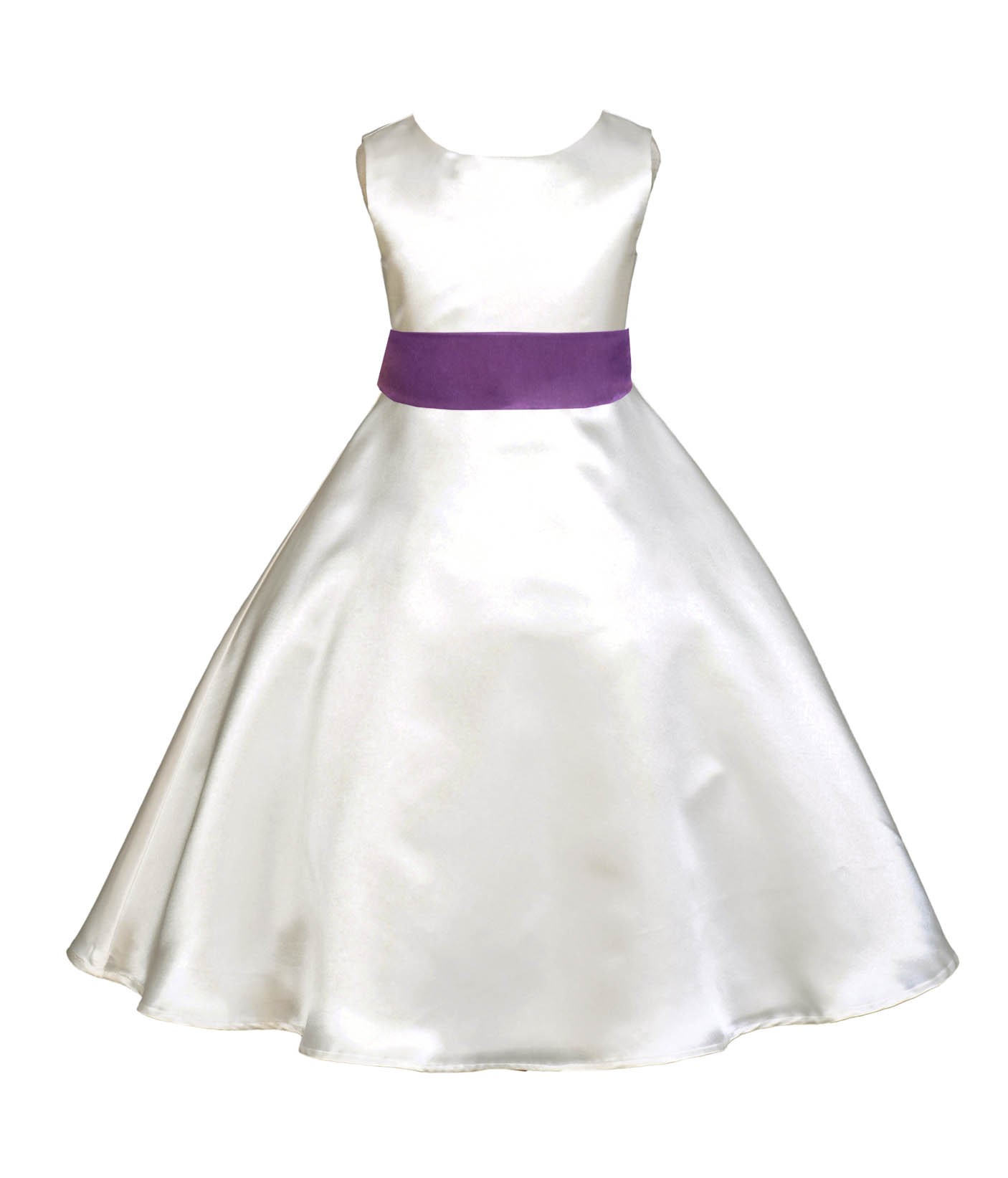 Ivory/Purple A-Line Satin Flower Girl Dress Pageant Reception 821S