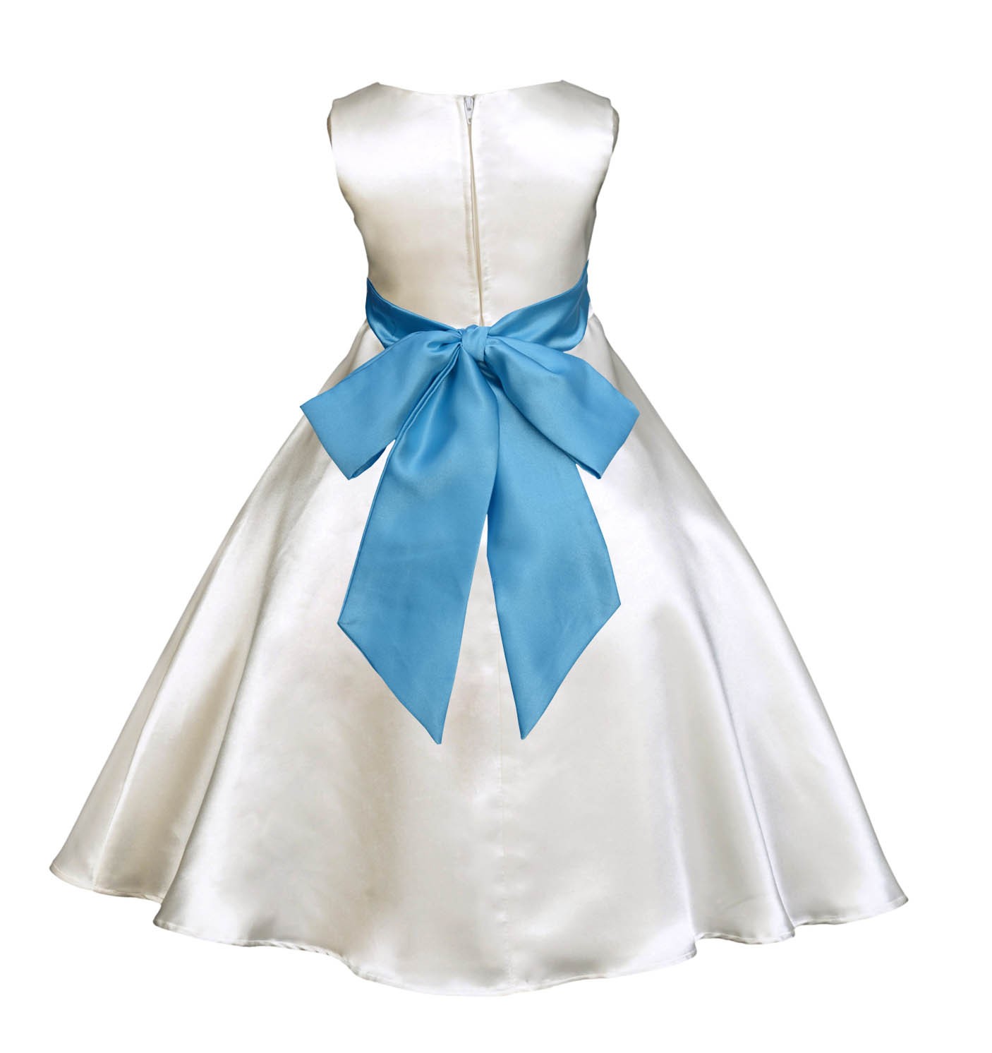 Ivory/Turquoise A-Line Satin Flower Girl Dress Pageant Reception 821S