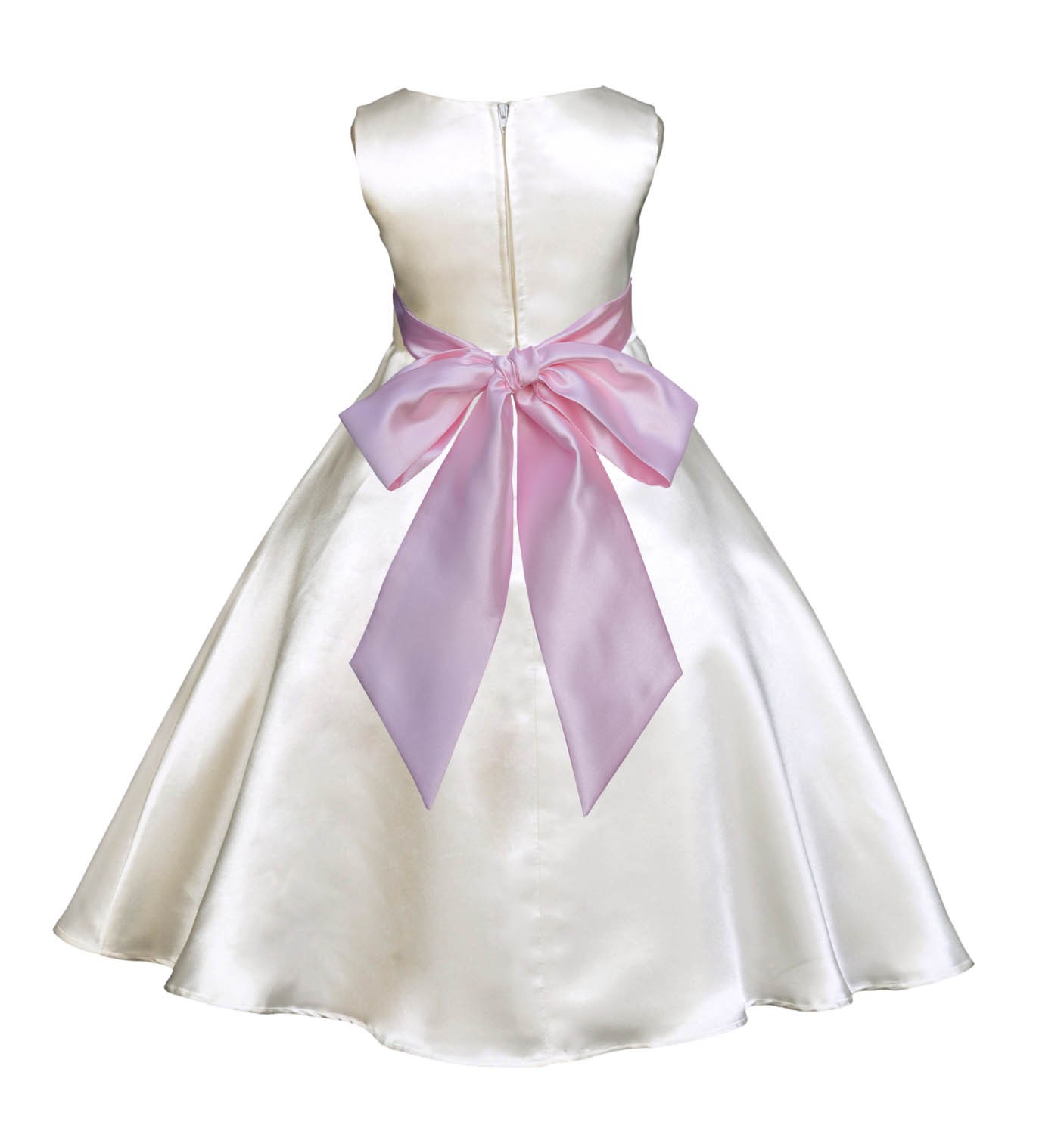 Ivory/Pink A-Line Satin Flower Girl Dress Pageant Reception 821S