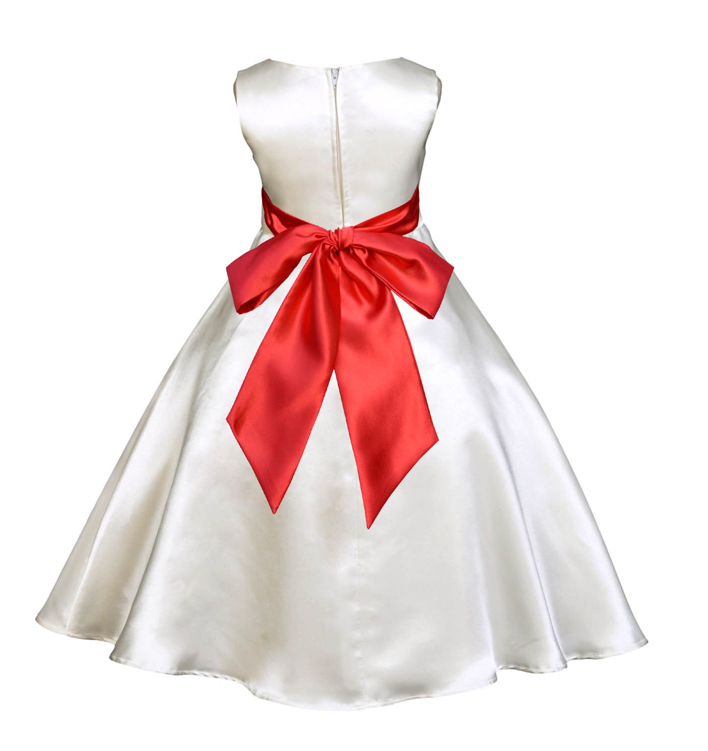 Ivory/Red A-Line Satin Flower Girl Dress Pageant Reception 821S