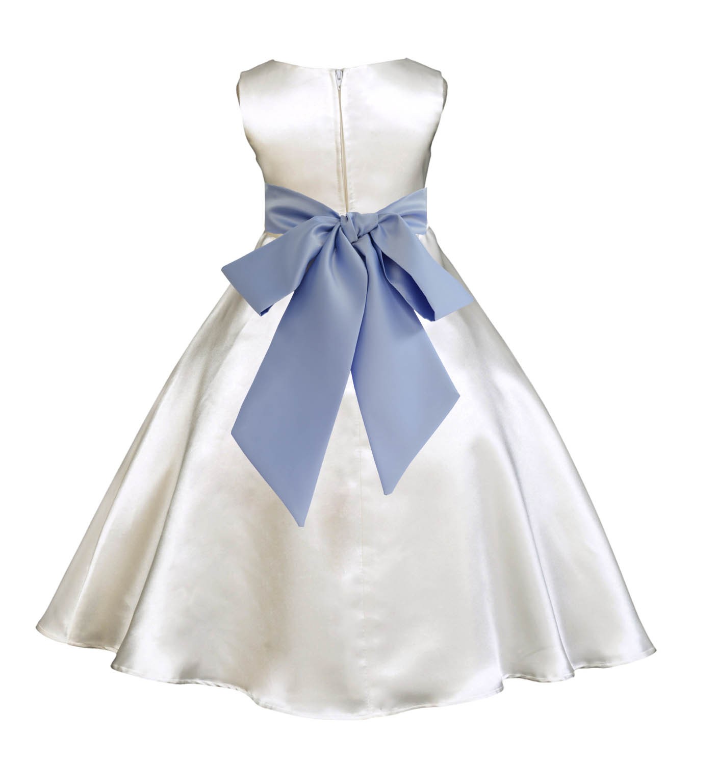 Ivory/Bluebird A-Line Satin Flower Girl Dress Pageant Reception 821S