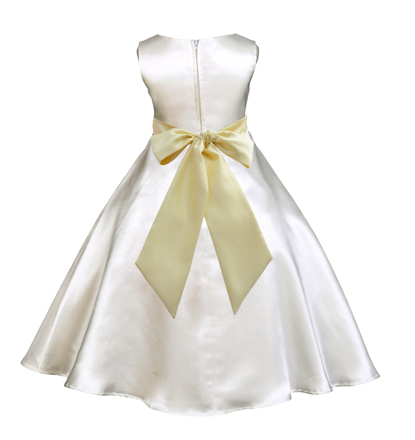 Ivory/Canary A-Line Satin Flower Girl Dress Pageant Reception 821S
