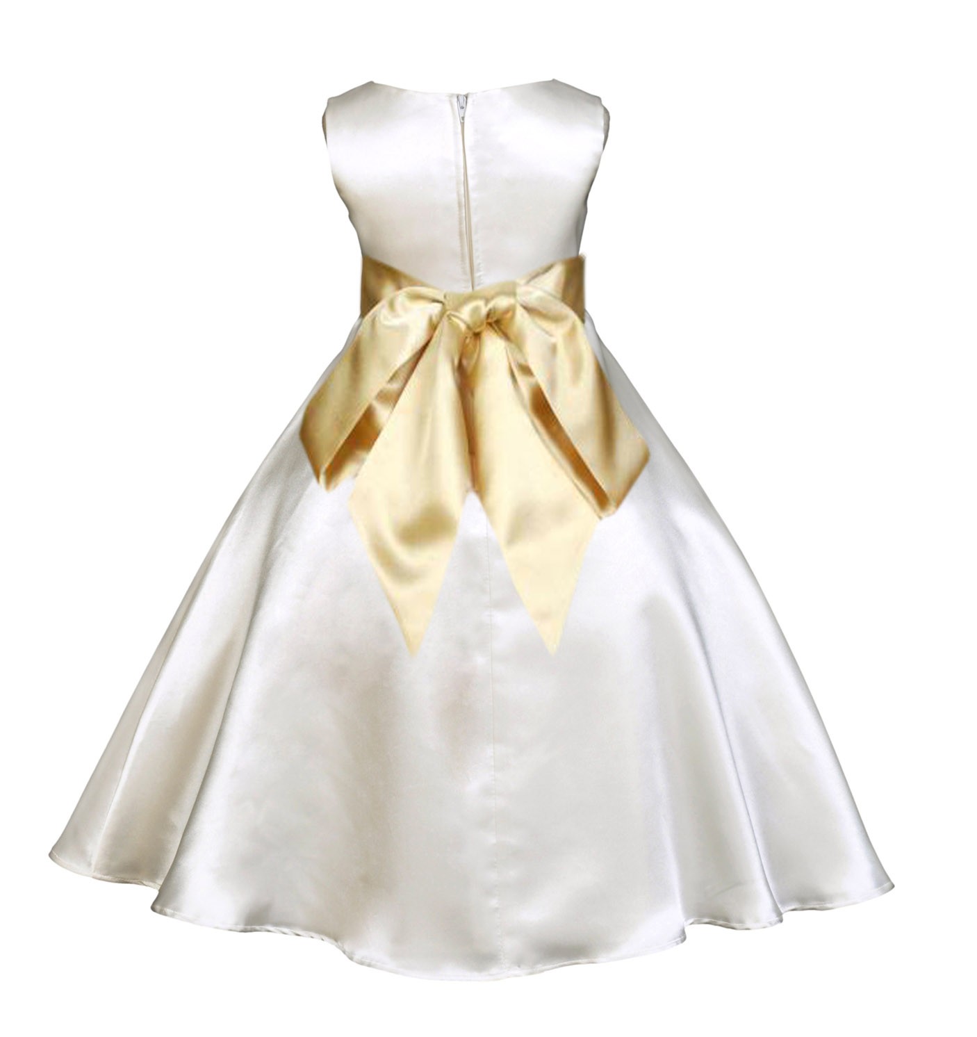 Ivory/Gold A-Line Satin Flower Girl Dress Pageant Reception 821S