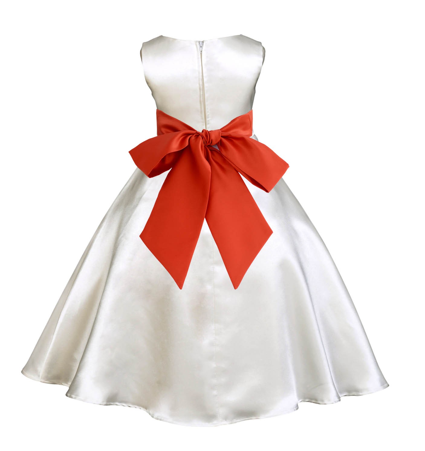 Ivory/Persimmon A-Line Satin Flower Girl Dress Pageant Reception 821S