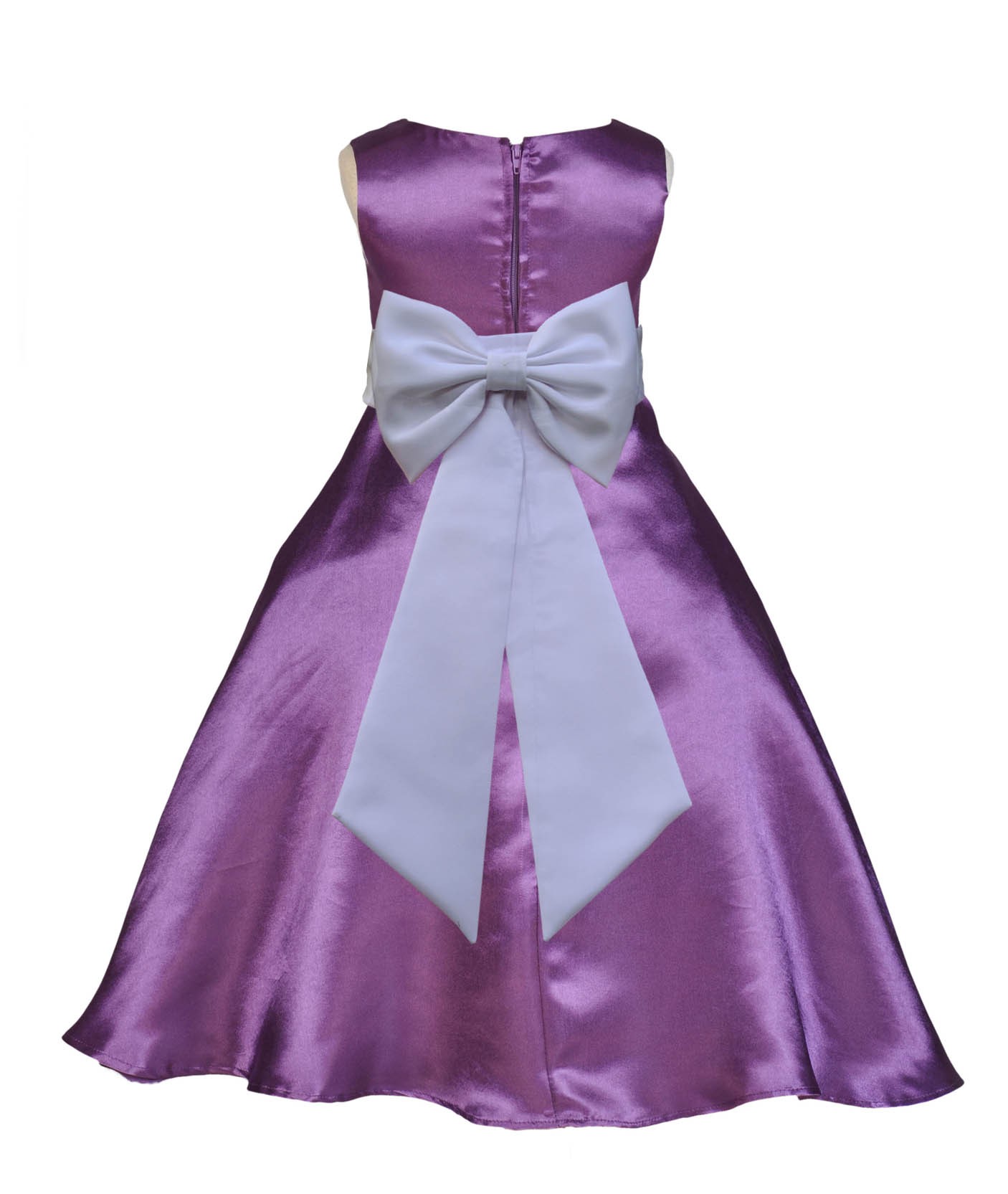 Purple/White A-Line Satin Flower Girl Dress Party Recital 821T