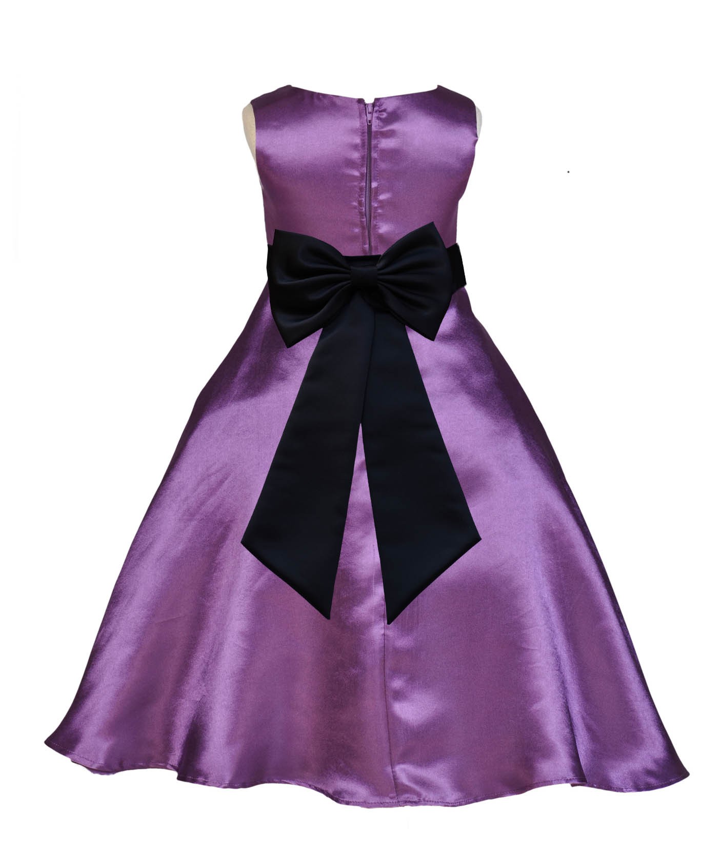 Purple/Black A-Line Satin Flower Girl Dress Party Recital 821T