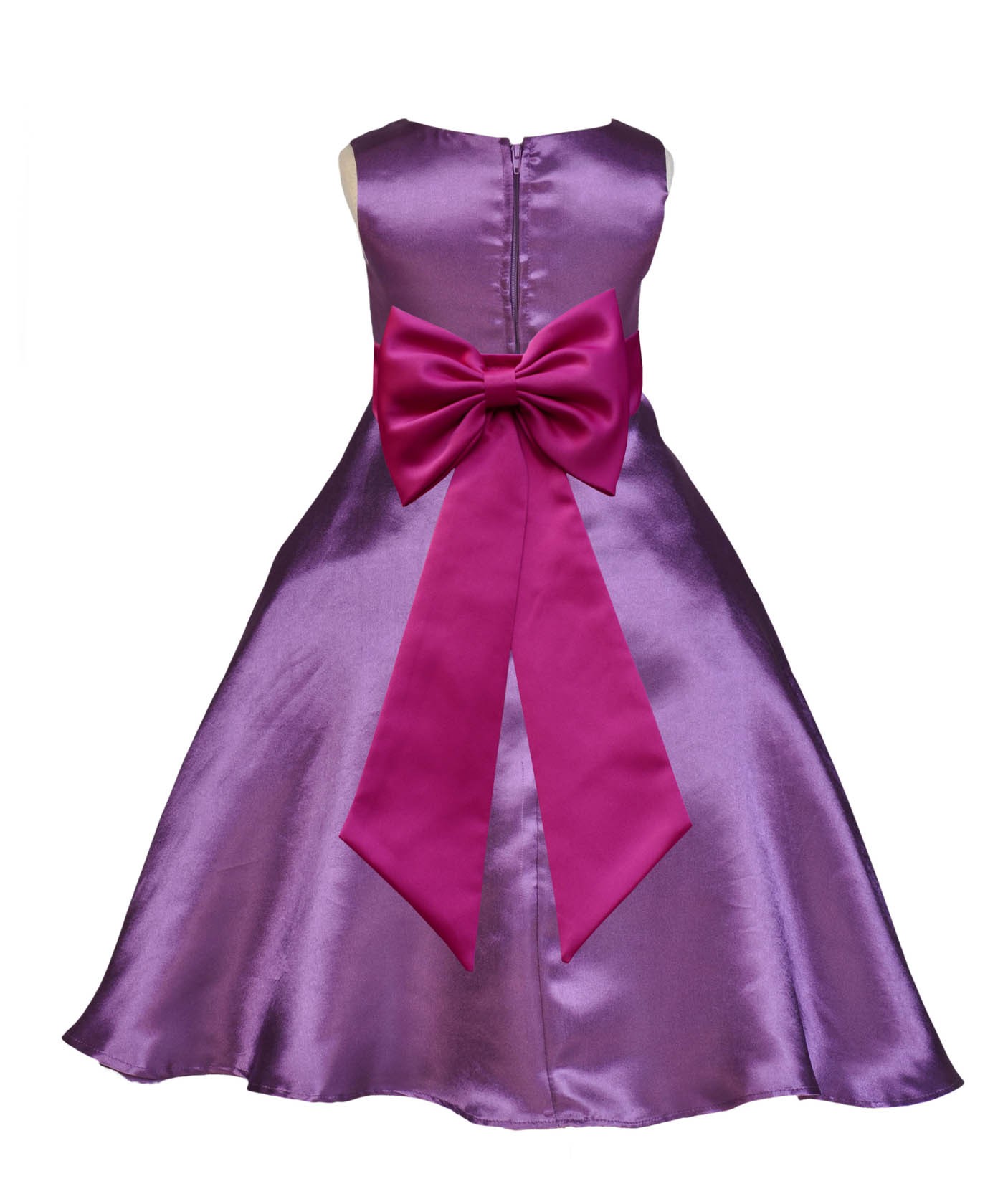 Purple/Fuchsia A-Line Satin Flower Girl Dress Party Recital 821T