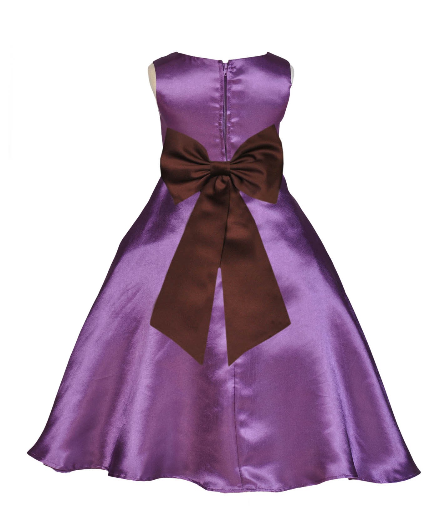 Purple/Brown A-Line Satin Flower Girl Dress Party Recital 821T