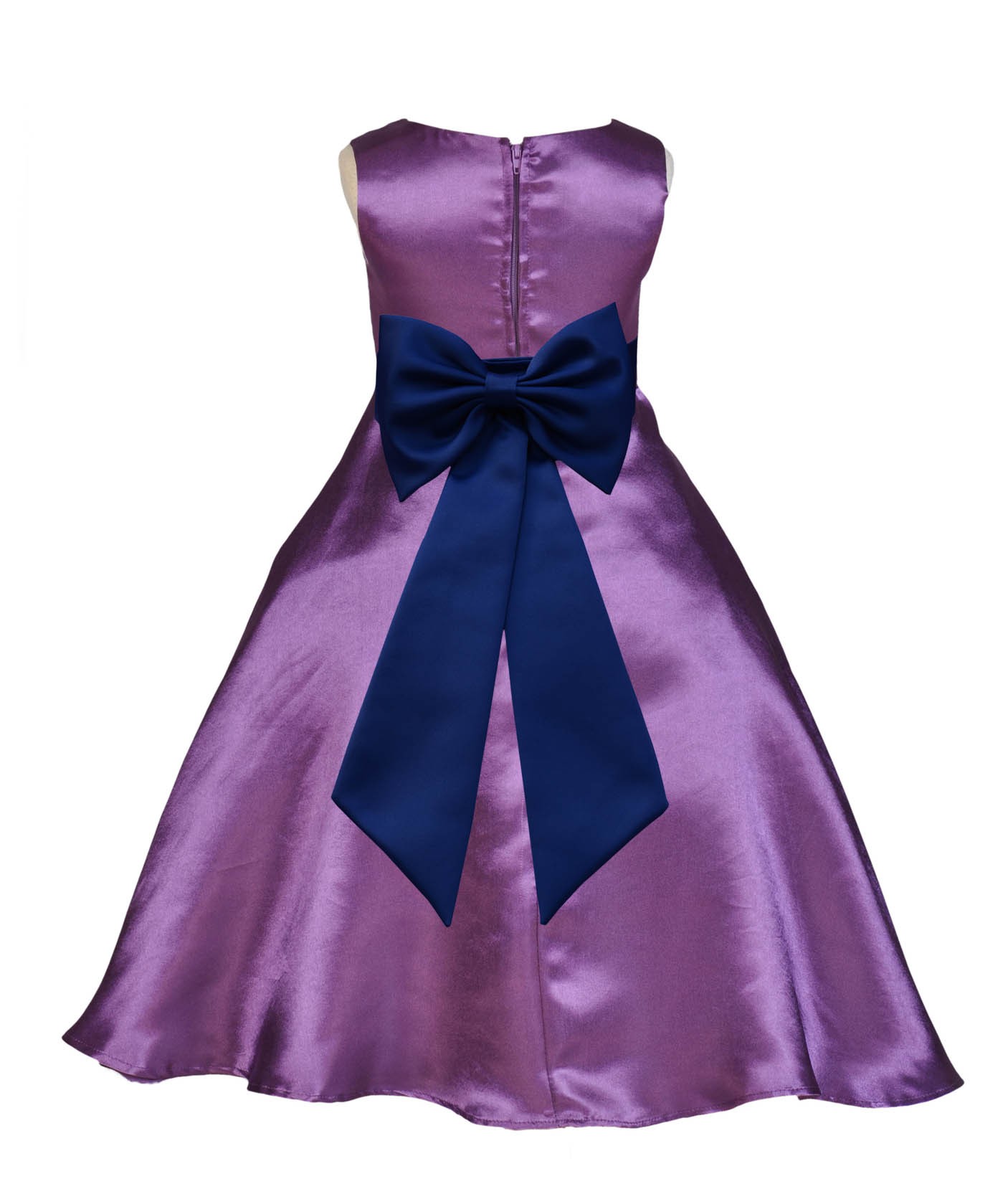 Purple/Navy A-Line Satin Flower Girl Dress Party Recital 821T