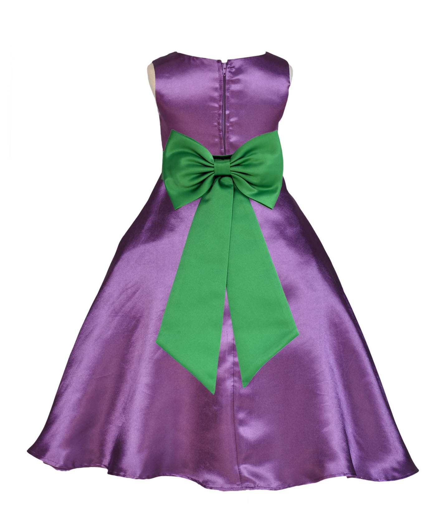 Purple/Lime A-Line Satin Flower Girl Dress Party Recital 821T