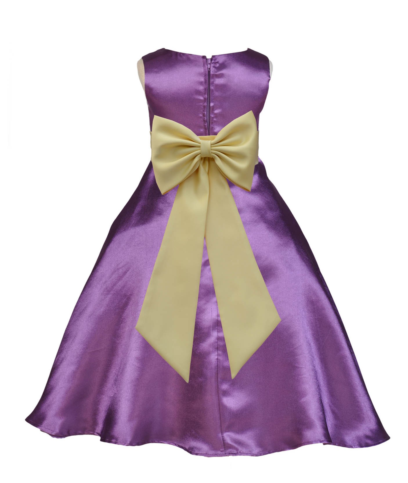 Purple/Canary A-Line Satin Flower Girl Dress Party Recital 821T