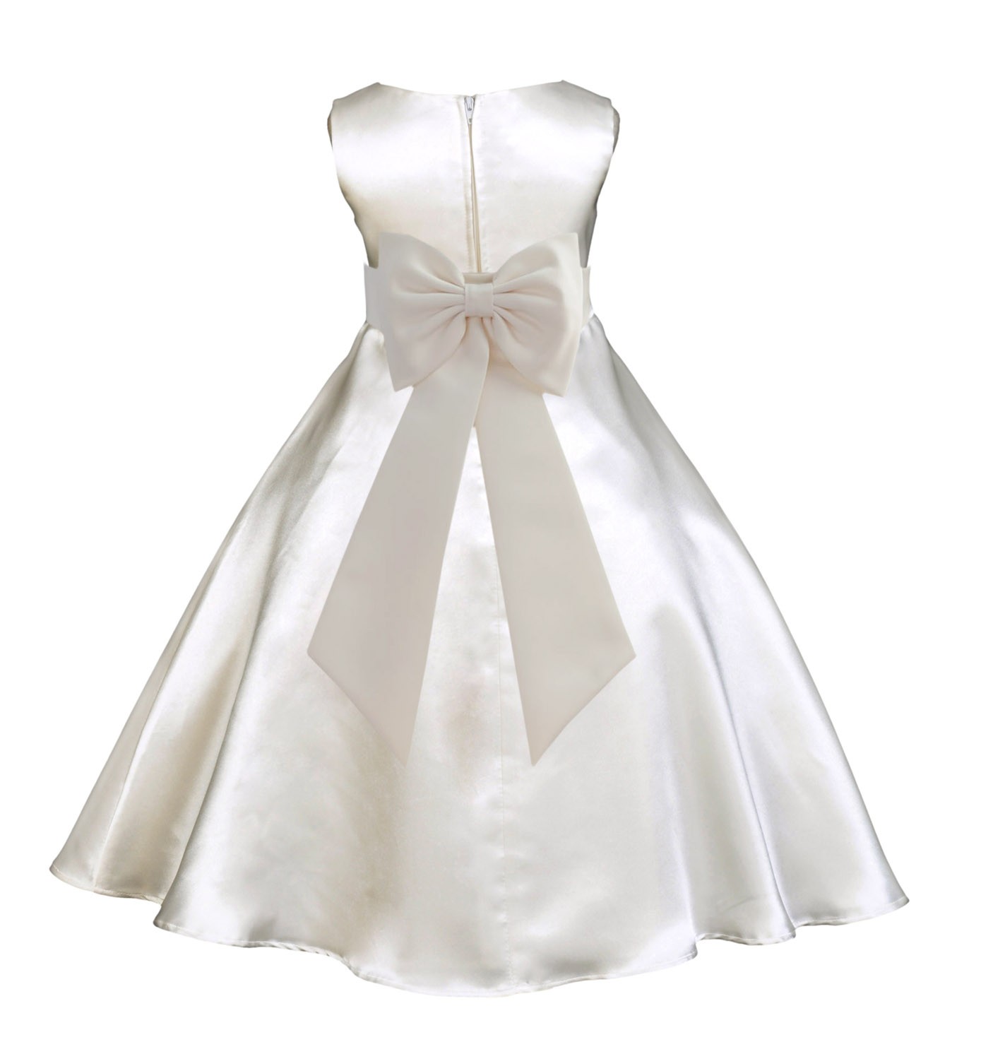 Ivory/Ivory A-Line Satin Flower Girl Dress Pageant Reception 821T