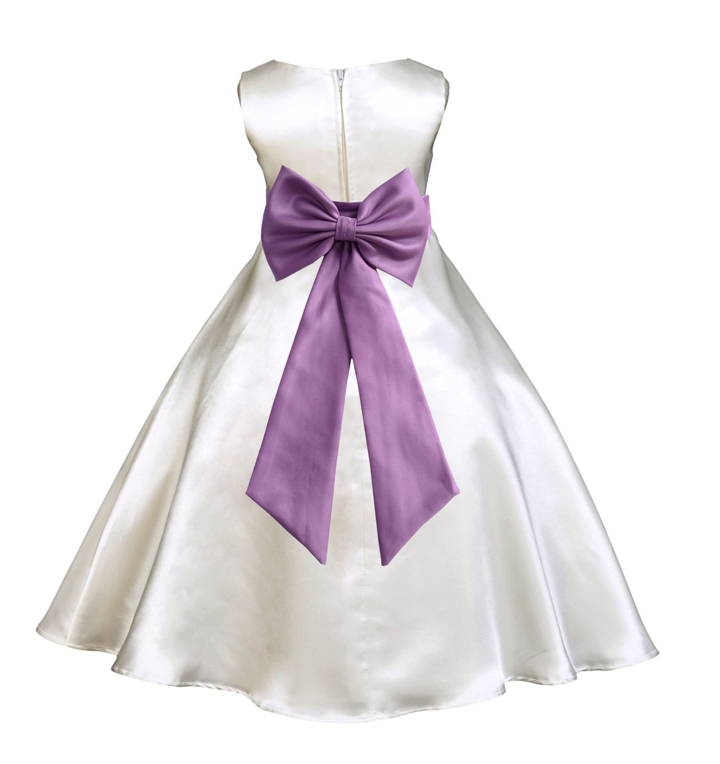 Ivory/Wisteria A-Line Satin Flower Girl Dress Pageant Reception 821T