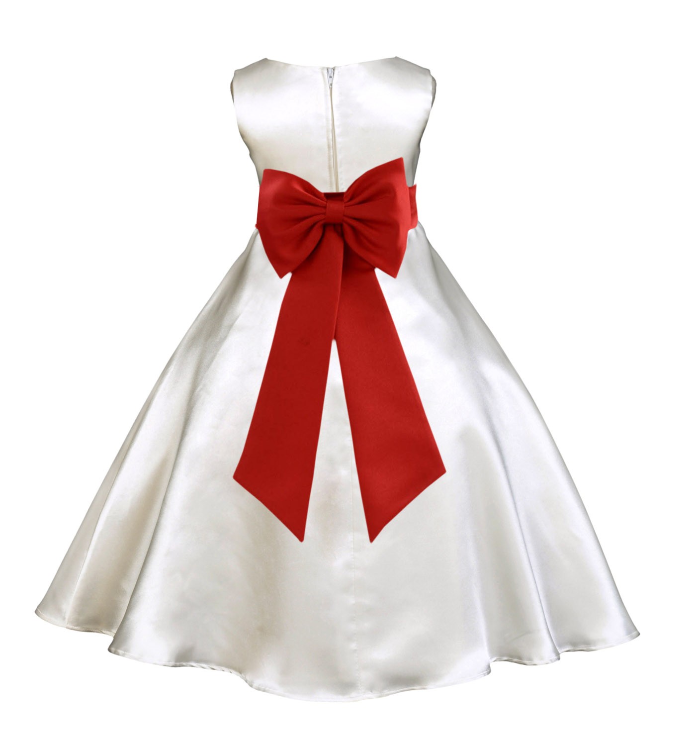 Ivory/Persimmon A-Line Satin Flower Girl Dress Pageant Reception 821T