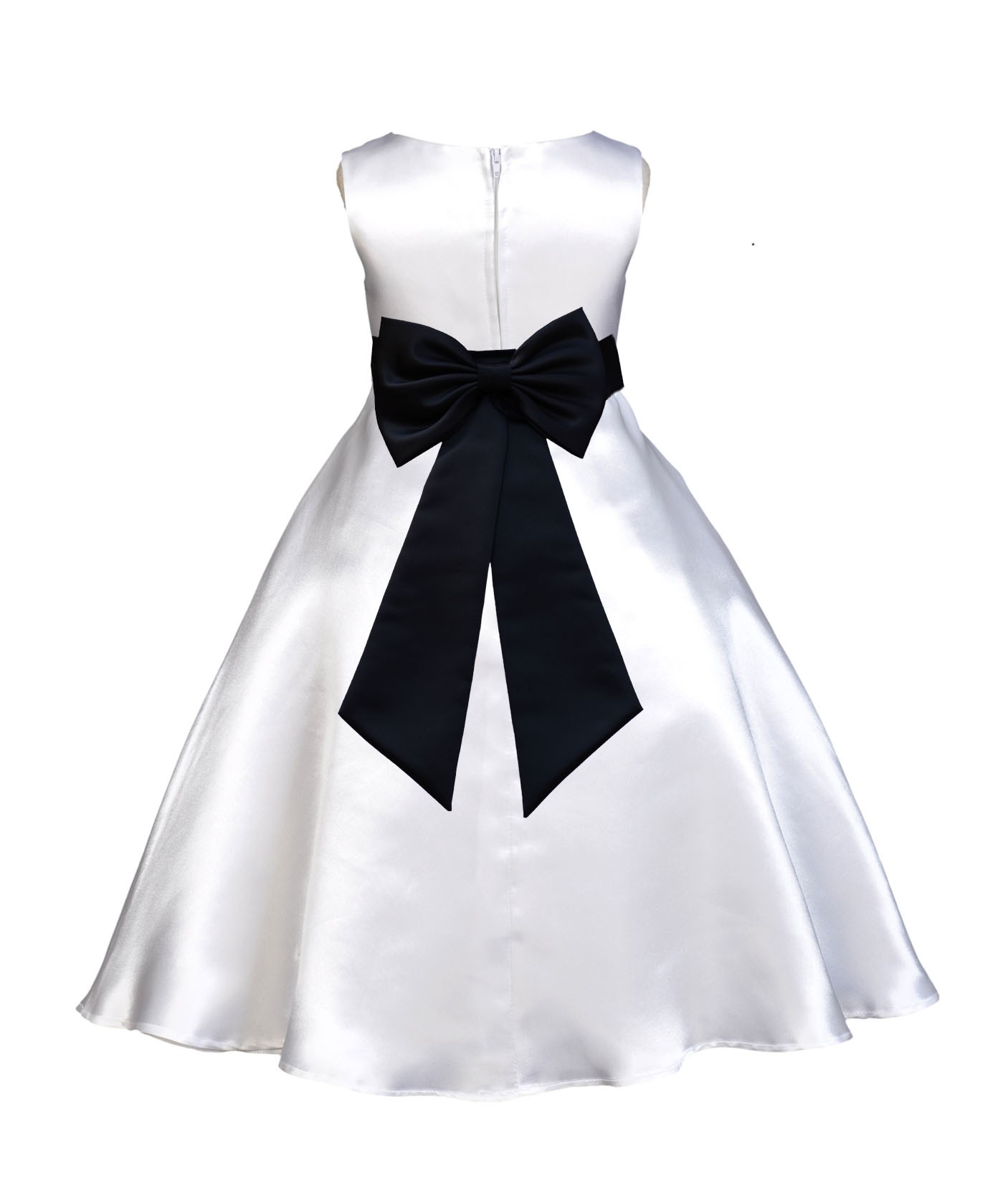White/Black A-Line Satin Flower Girl Dress Wedding Bridal 821T