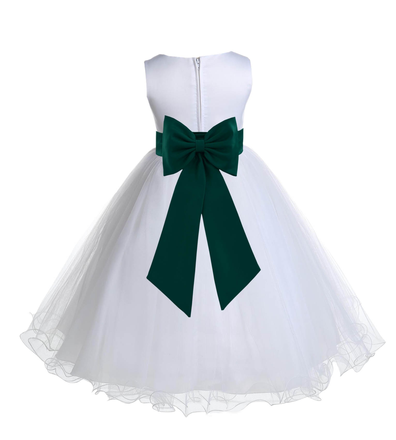 White/Jade Tulle Rattail Edge Flower Girl Dress Wedding Bridesmaid 829T