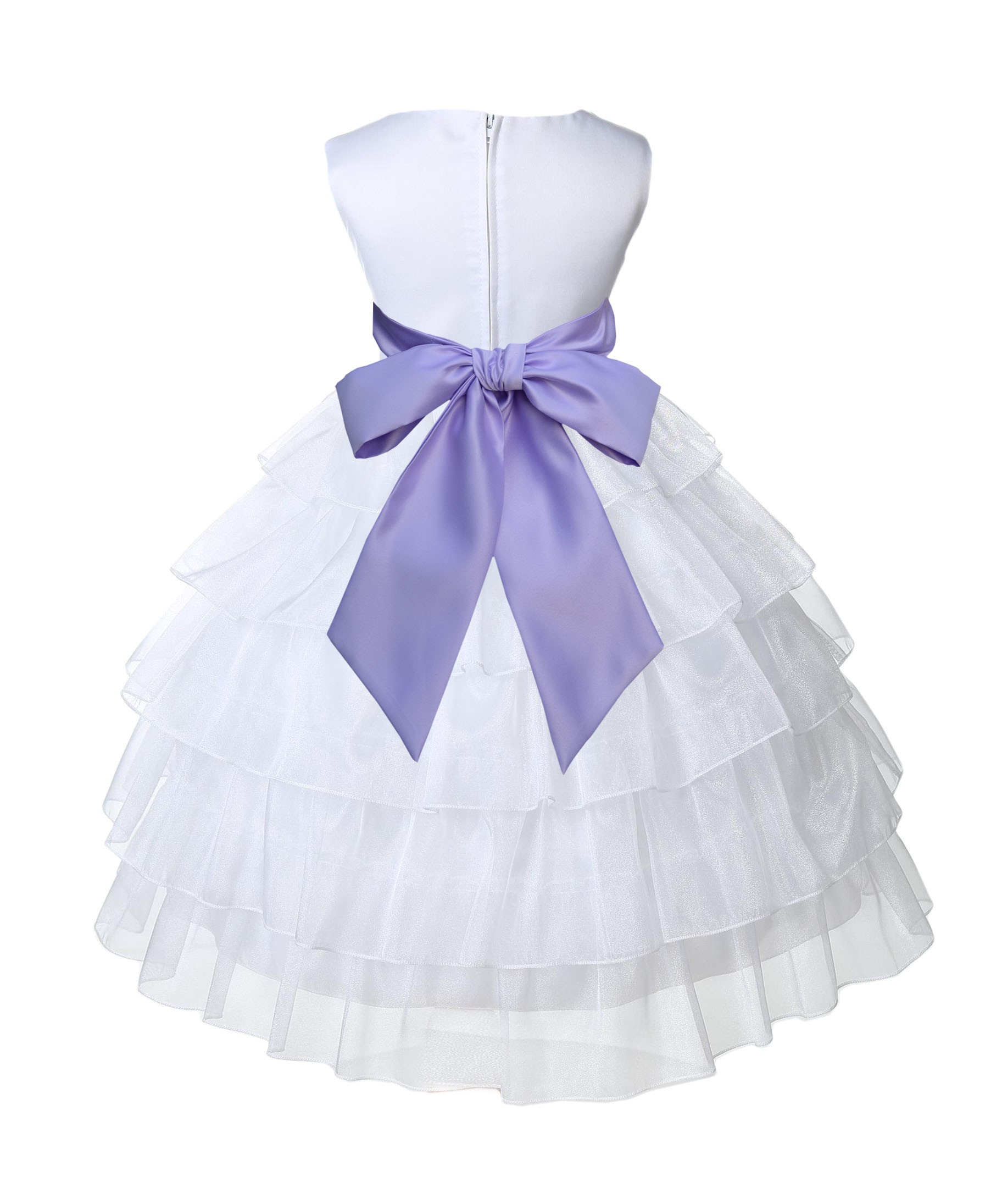 White/Lilac Satin Shimmering Organza Flower Girl Dress Wedding 308S