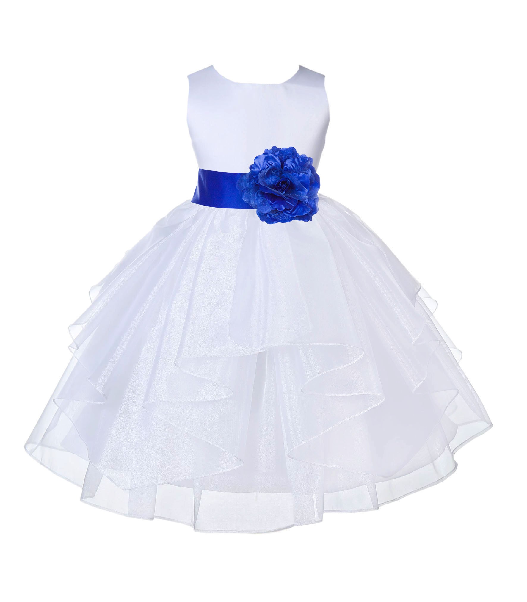 White/Horizon Satin Shimmering Organza Flower Girl Dress Wedding 4613T