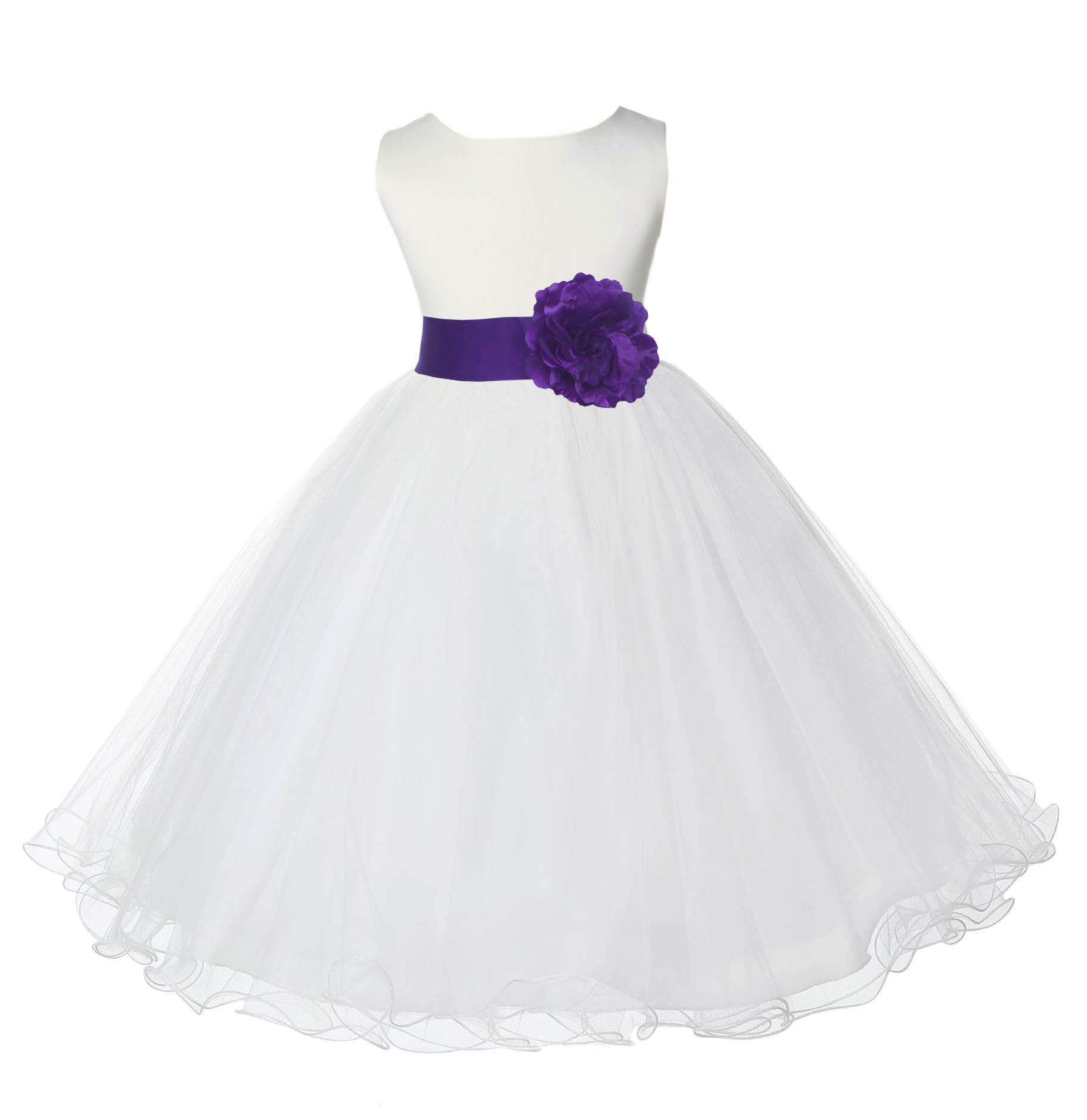 Ivory/Cadbury Tulle Rattail Edge Flower Girl Dress Pageant Recital 829T