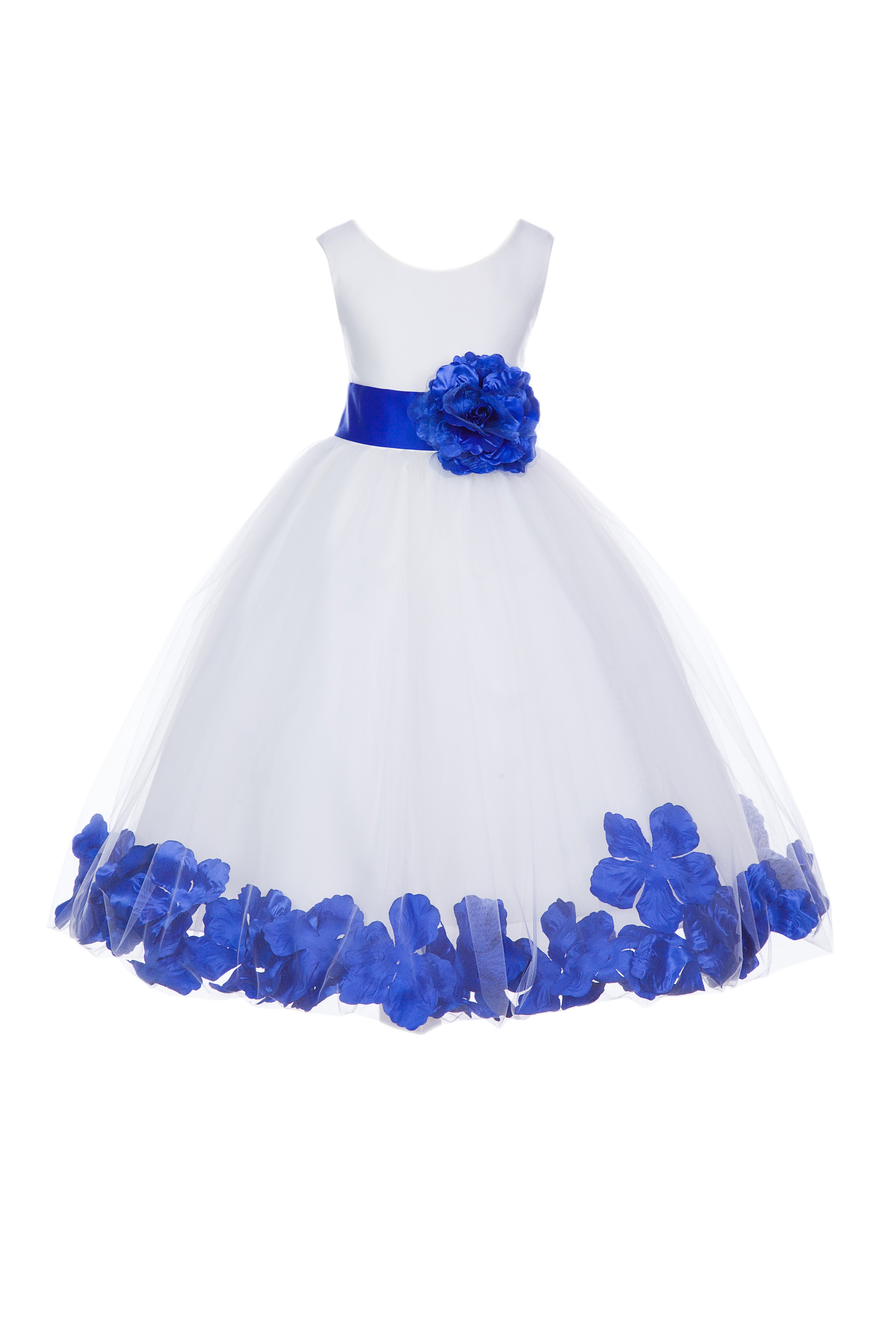 White/Horizon Tulle Rose Petals Flower Girl Dress Wedding 302S