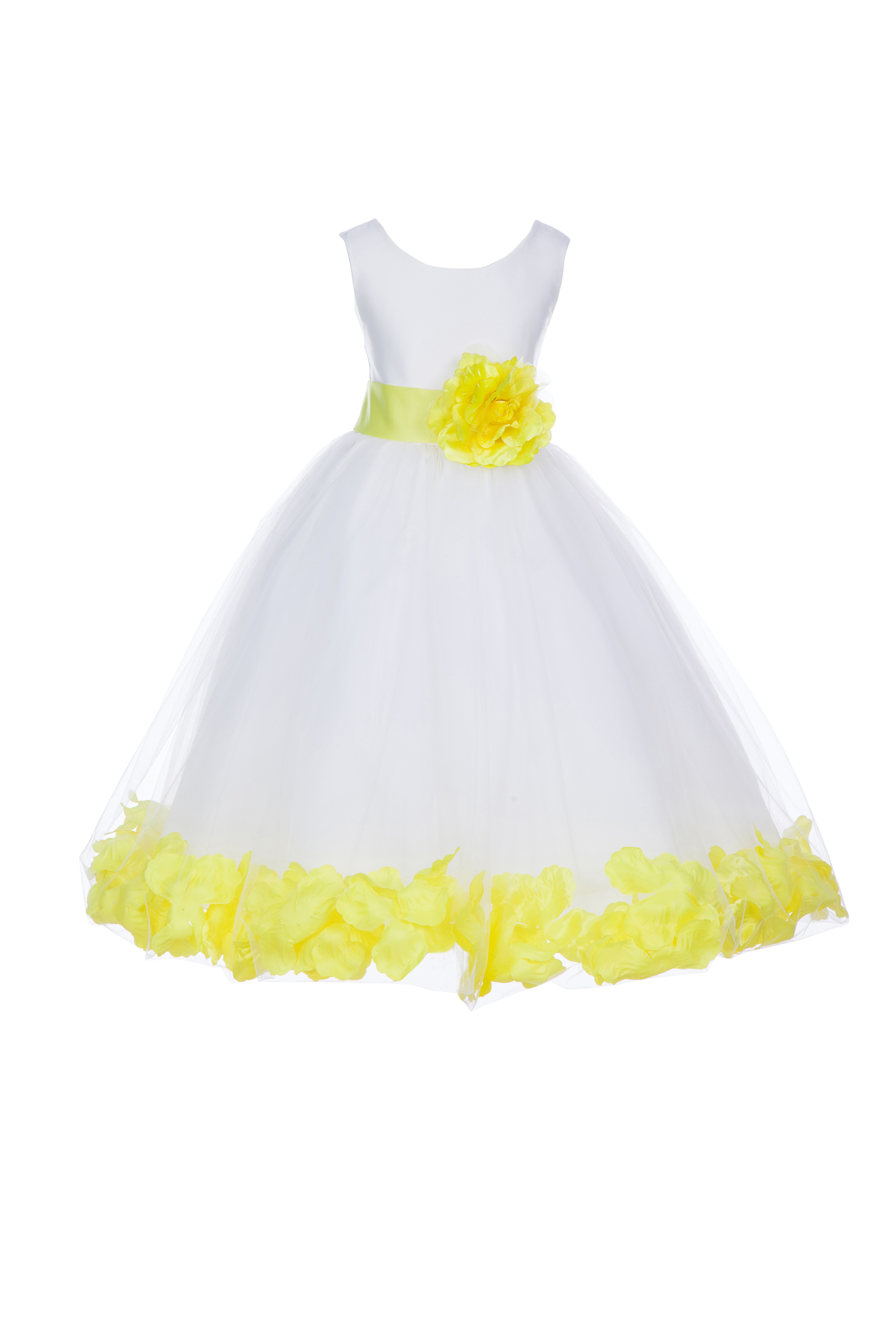 Ivory/Lemon Tulle Rose Petals Flower Girl Dress Pageant 302S