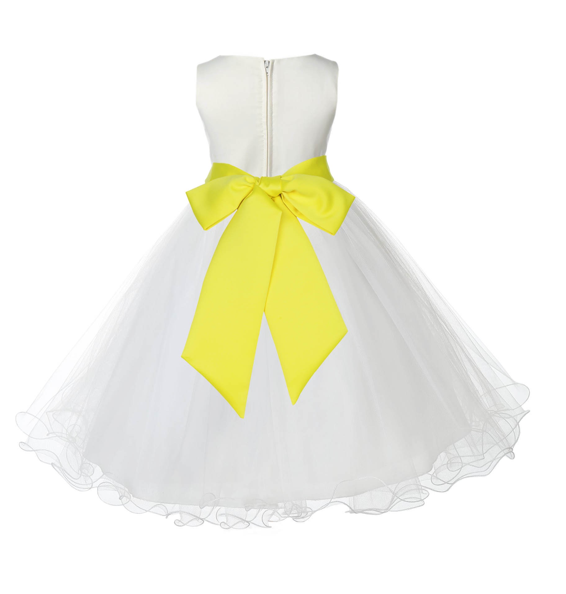 Ivory/Lemon Tulle Rattail Edge Flower Girl Dress Pageant Recital 829S