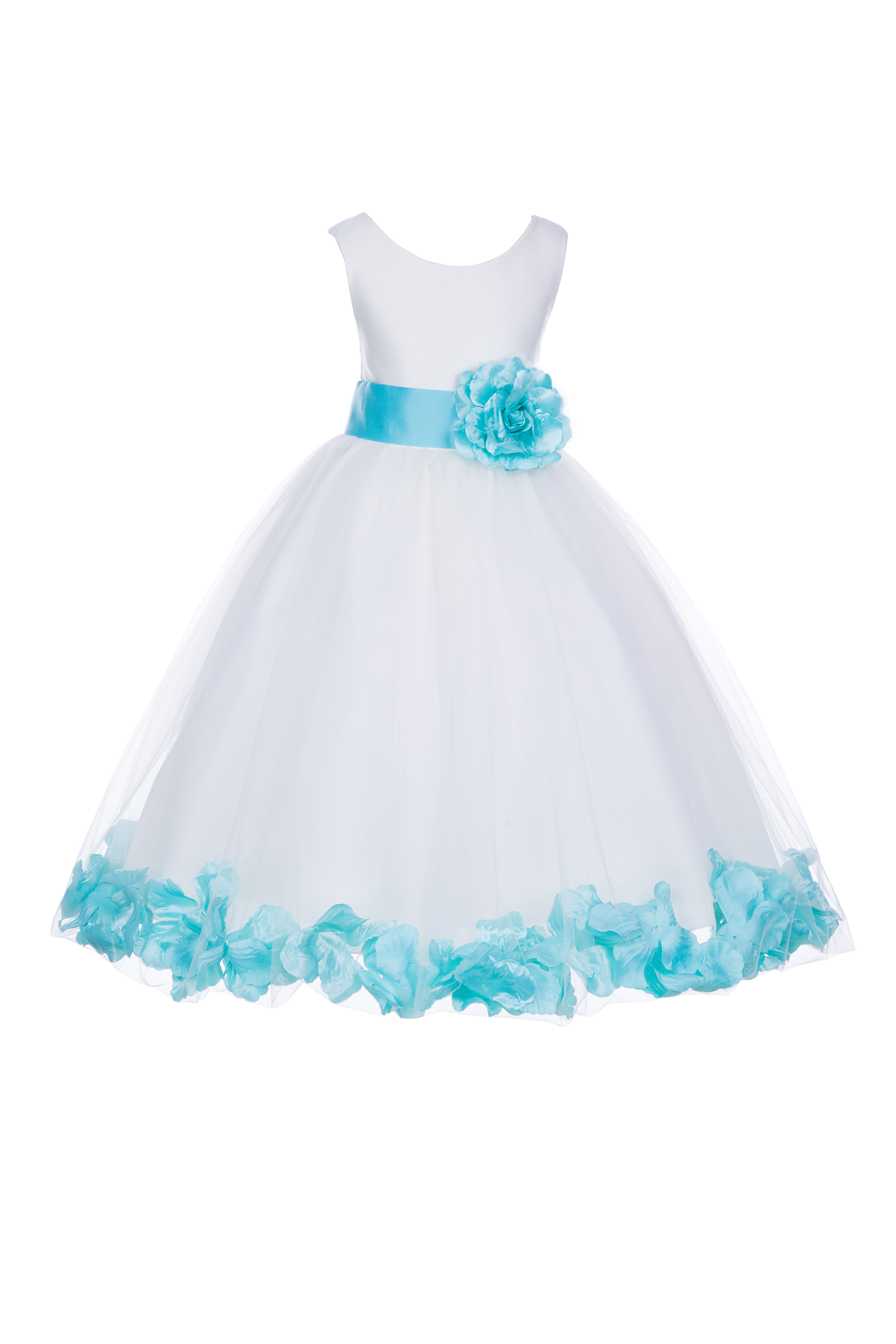 Ivory/Spa Tulle Rose Petals Flower Girl Dress Pageant 302S