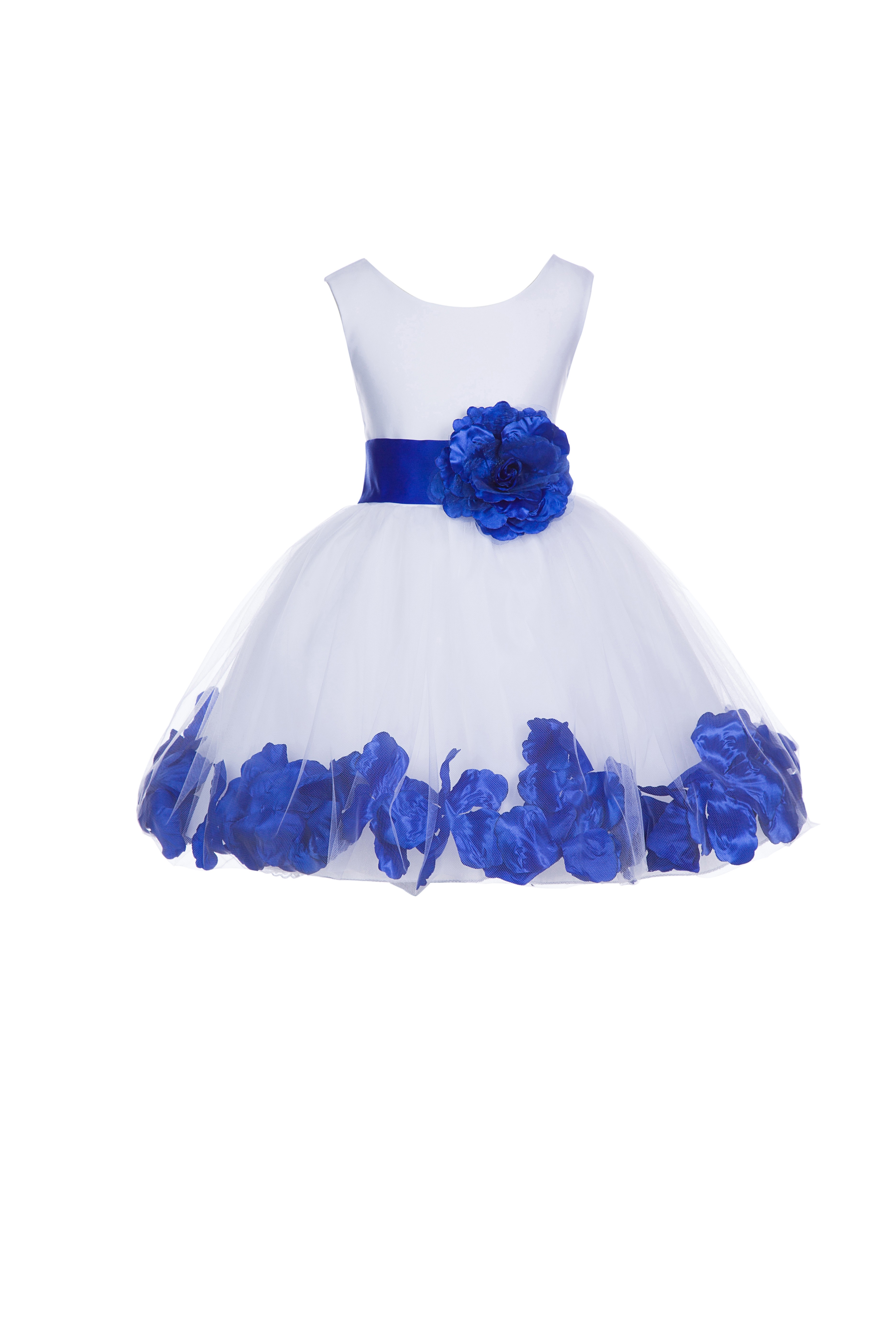 White/Horizon Tulle Rose Petals Knee Length Flower Girl Dress 306S