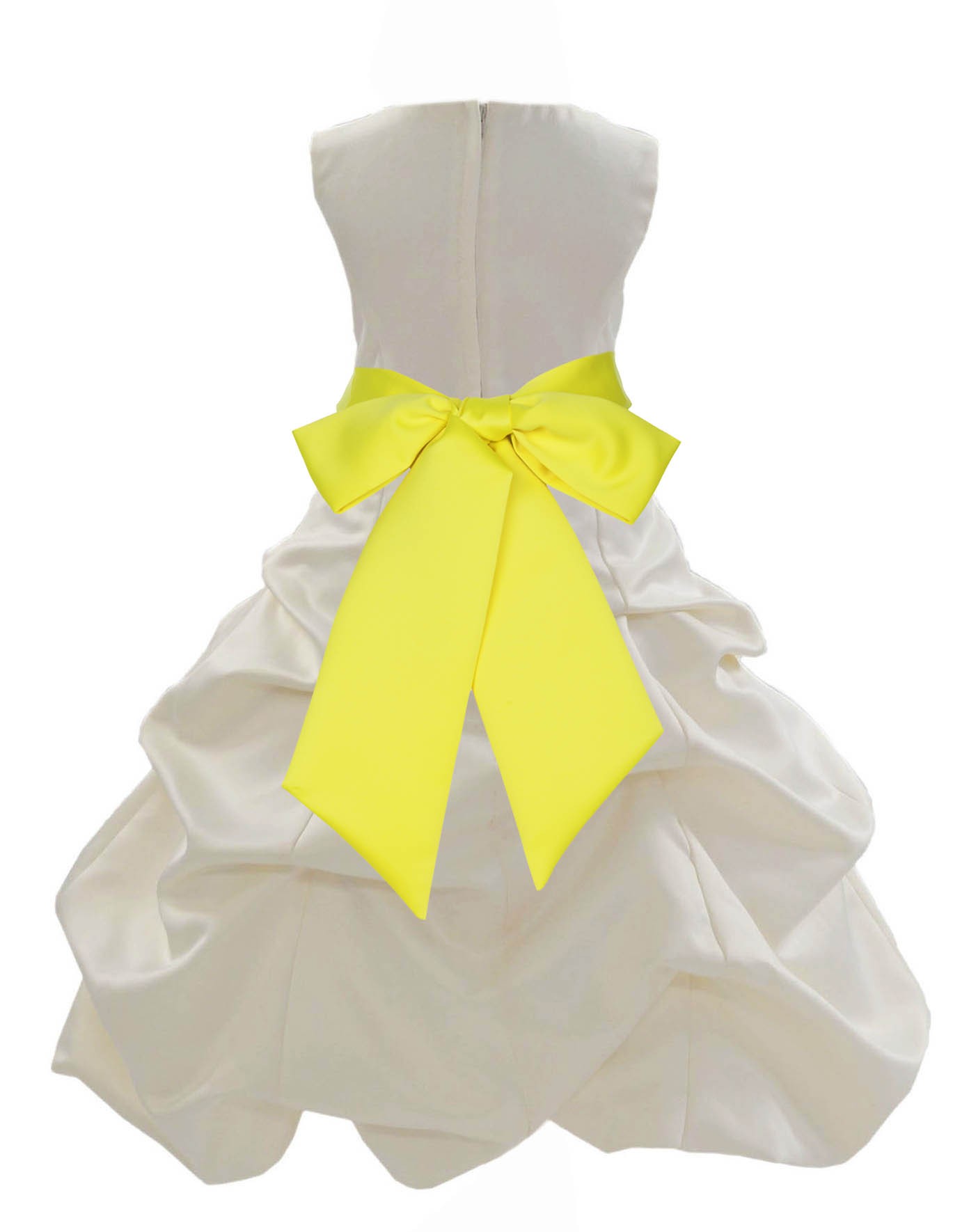 Ivory/Lemon Satin Pick-Up Bubble Flower Girl Dress Bridesmaid 806S