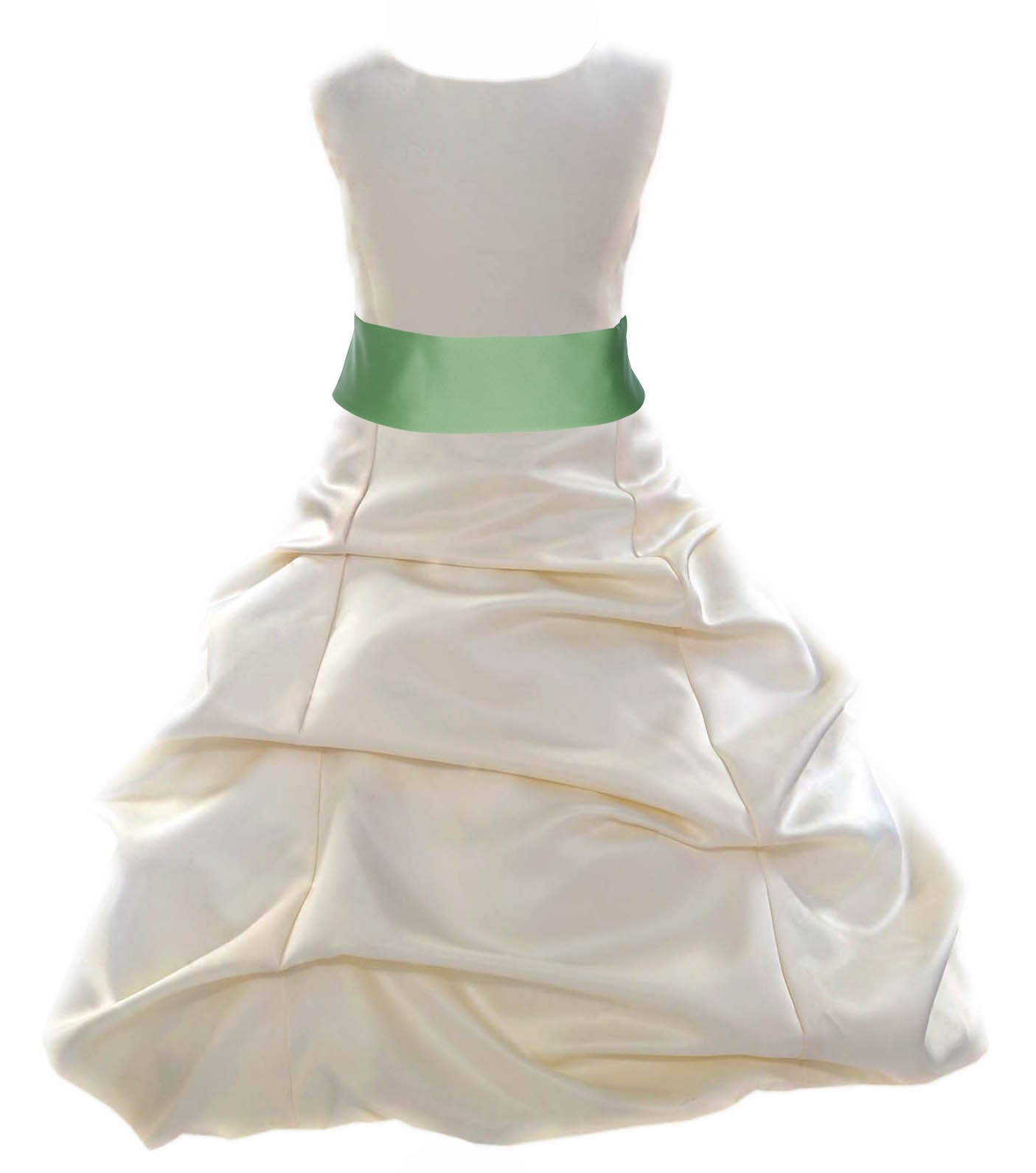 Ivory/Apple Green Satin Pick-Up Bubble Flower Girl Dress Bridesmaid 806S