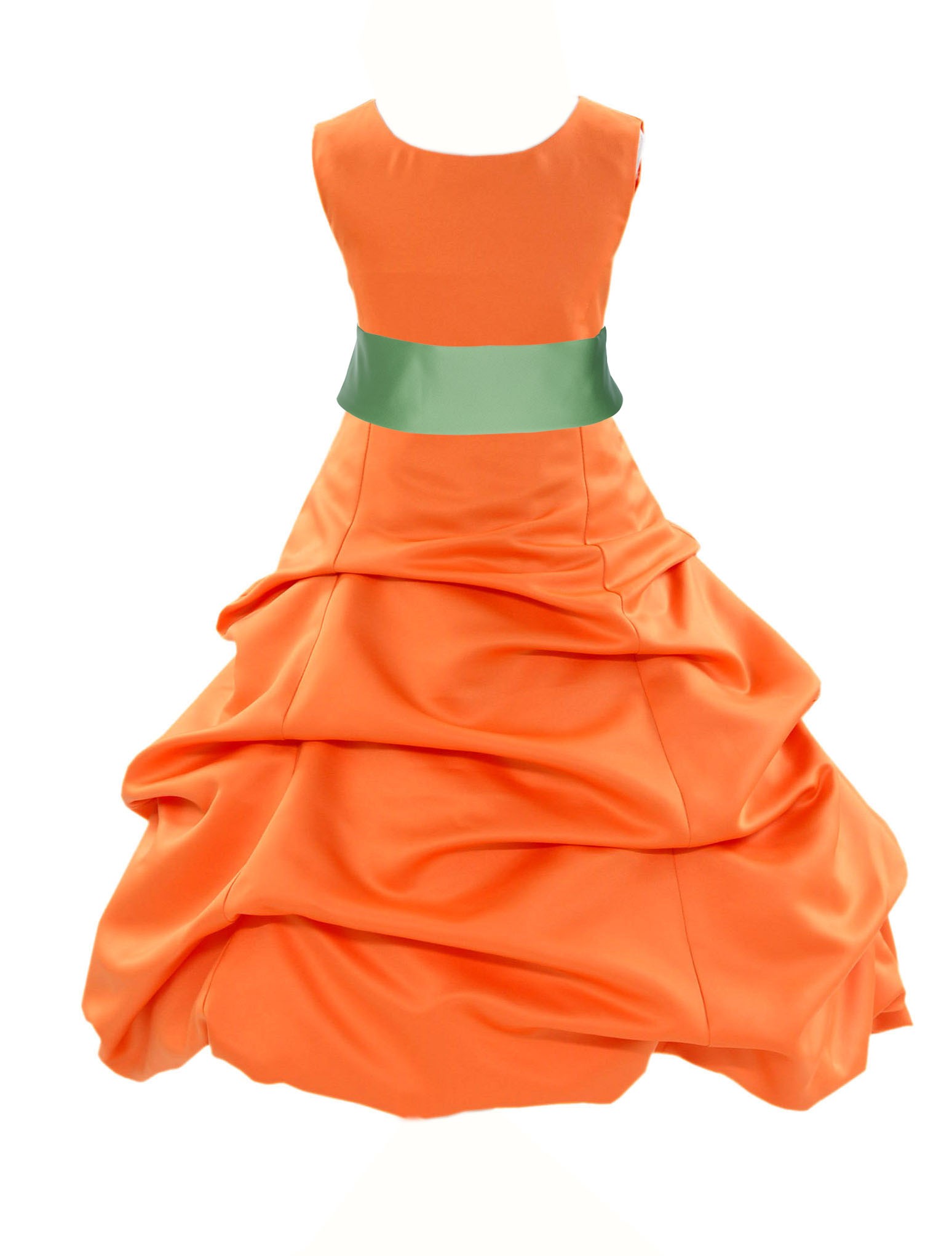 Orange/Apple Green Satin Pick-Up Bubble Flower Girl Dress Halloween 806S