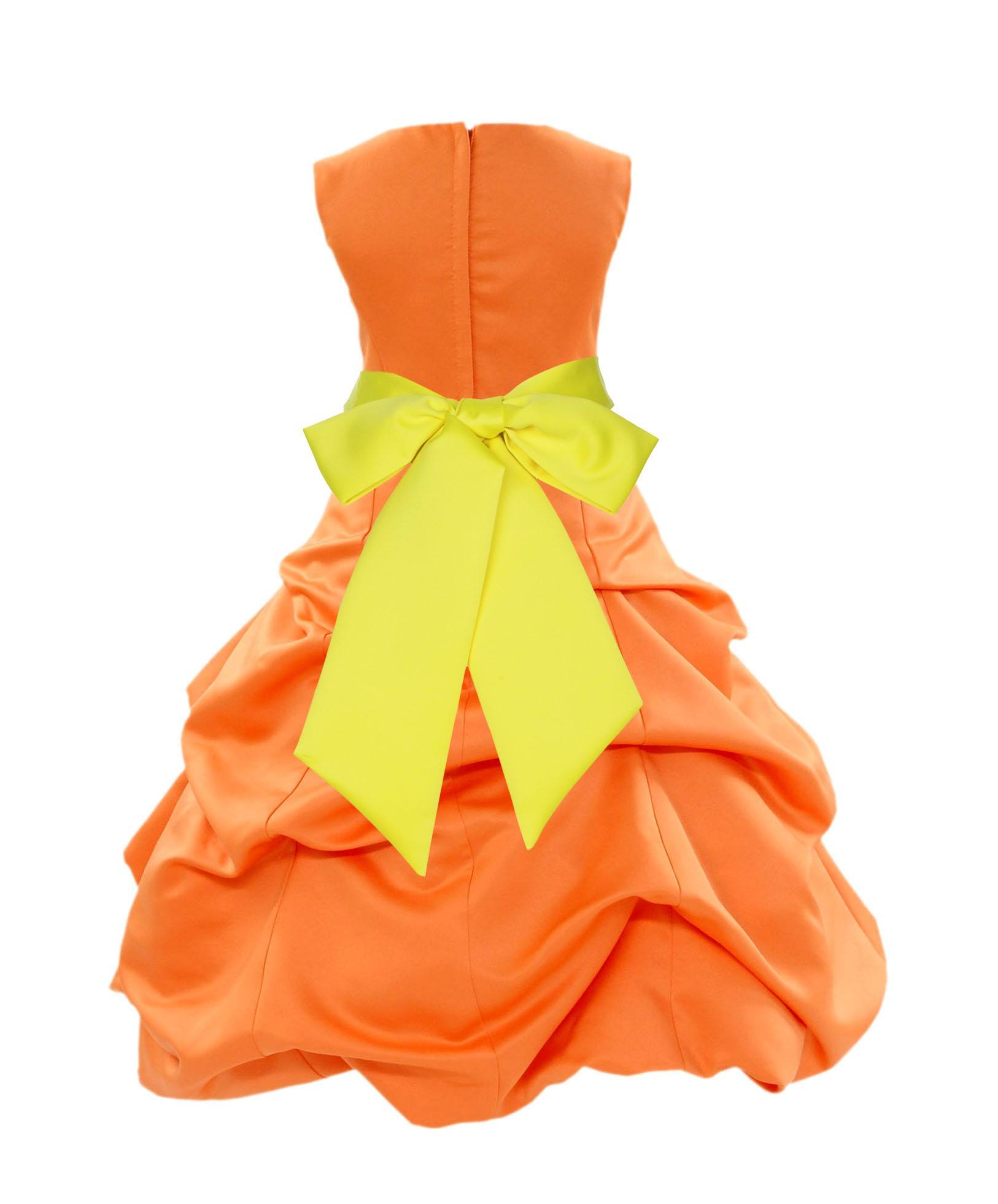 Orange/Lemon Satin Pick-Up Bubble Flower Girl Dress Halloween 806S