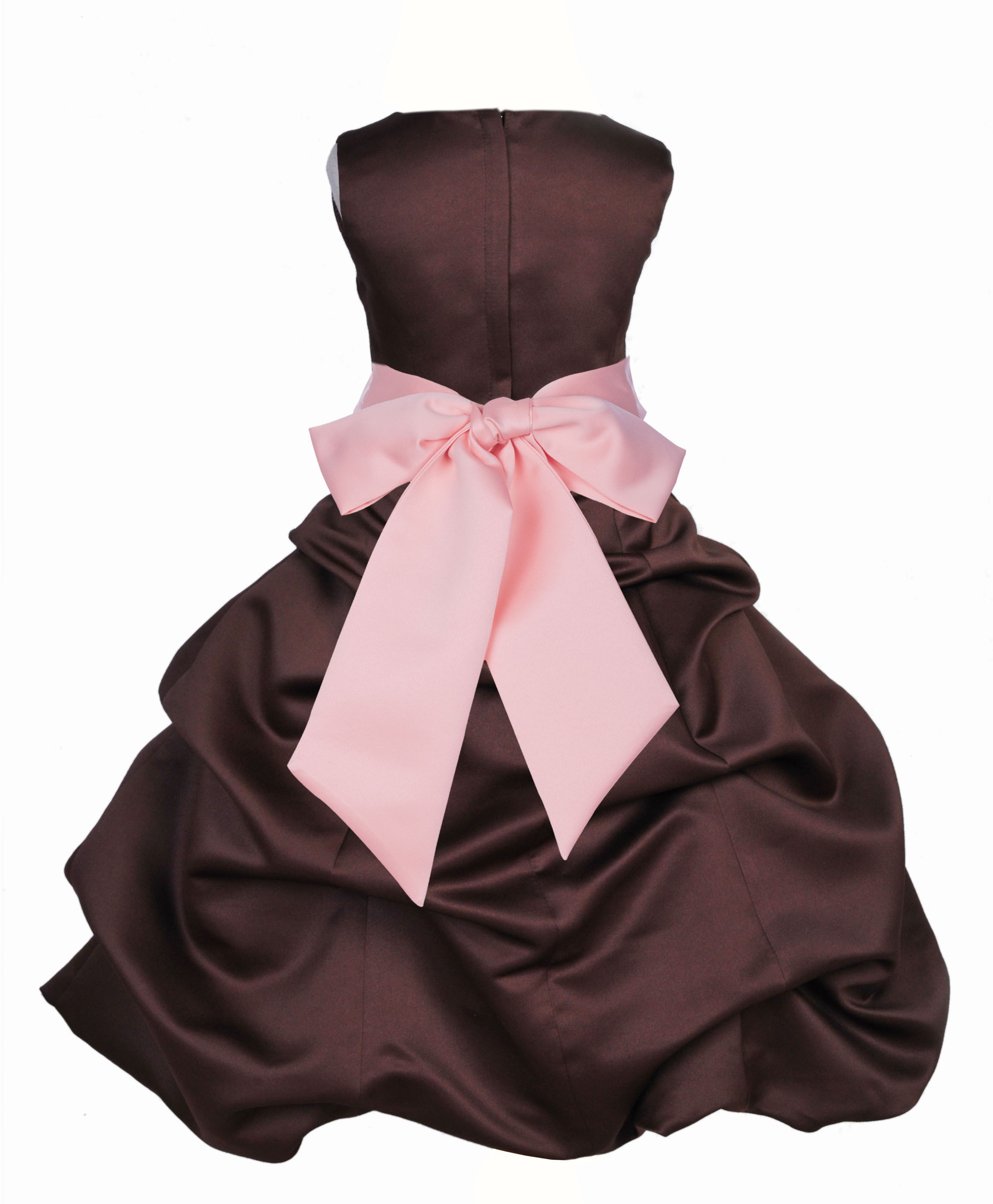 Brown/Peach Satin Pick-Up Bubble Flower Girl Dress Occasions 806S