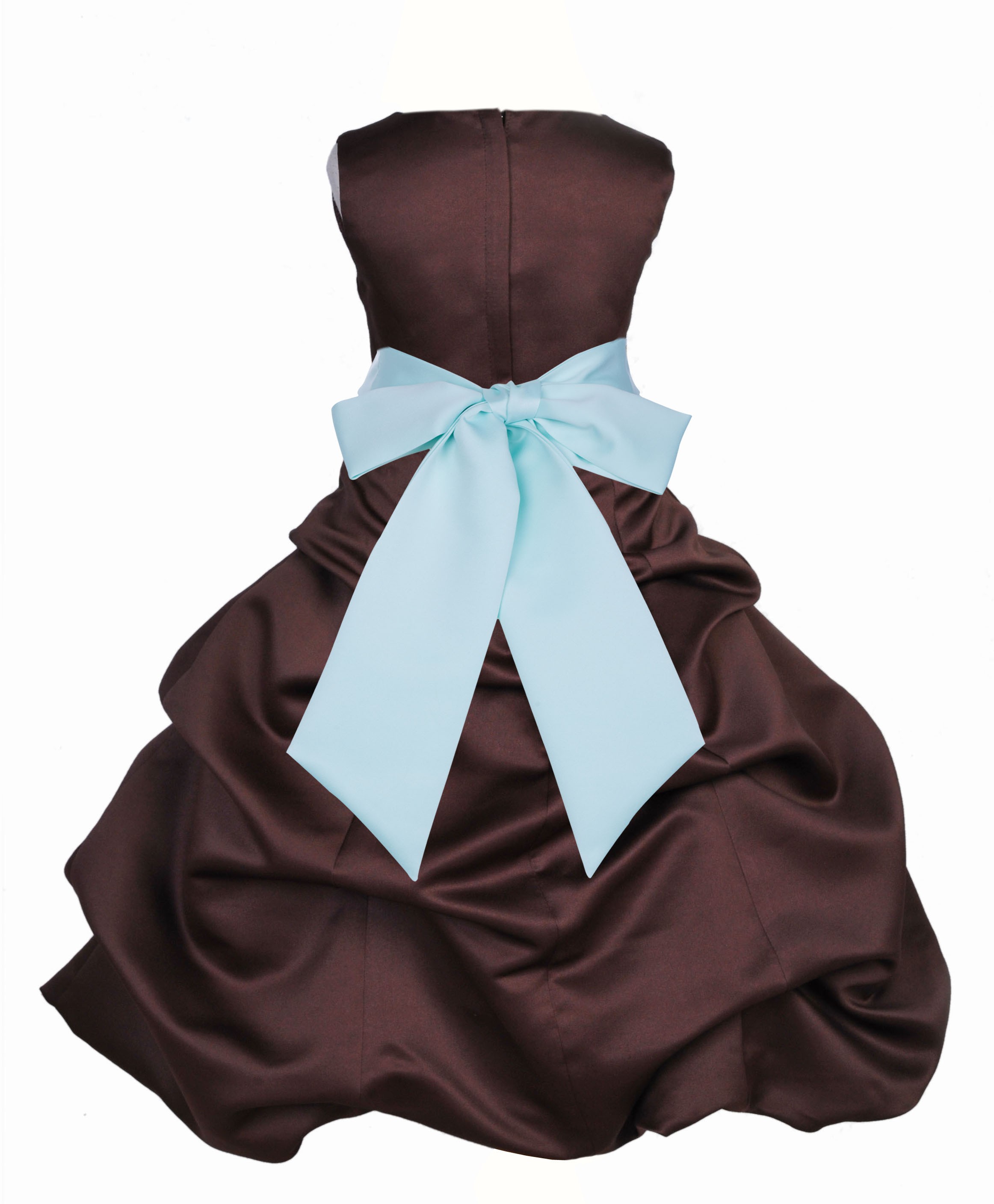 Brown/Mint Satin Pick-Up Bubble Flower Girl Dress Occasions 806S