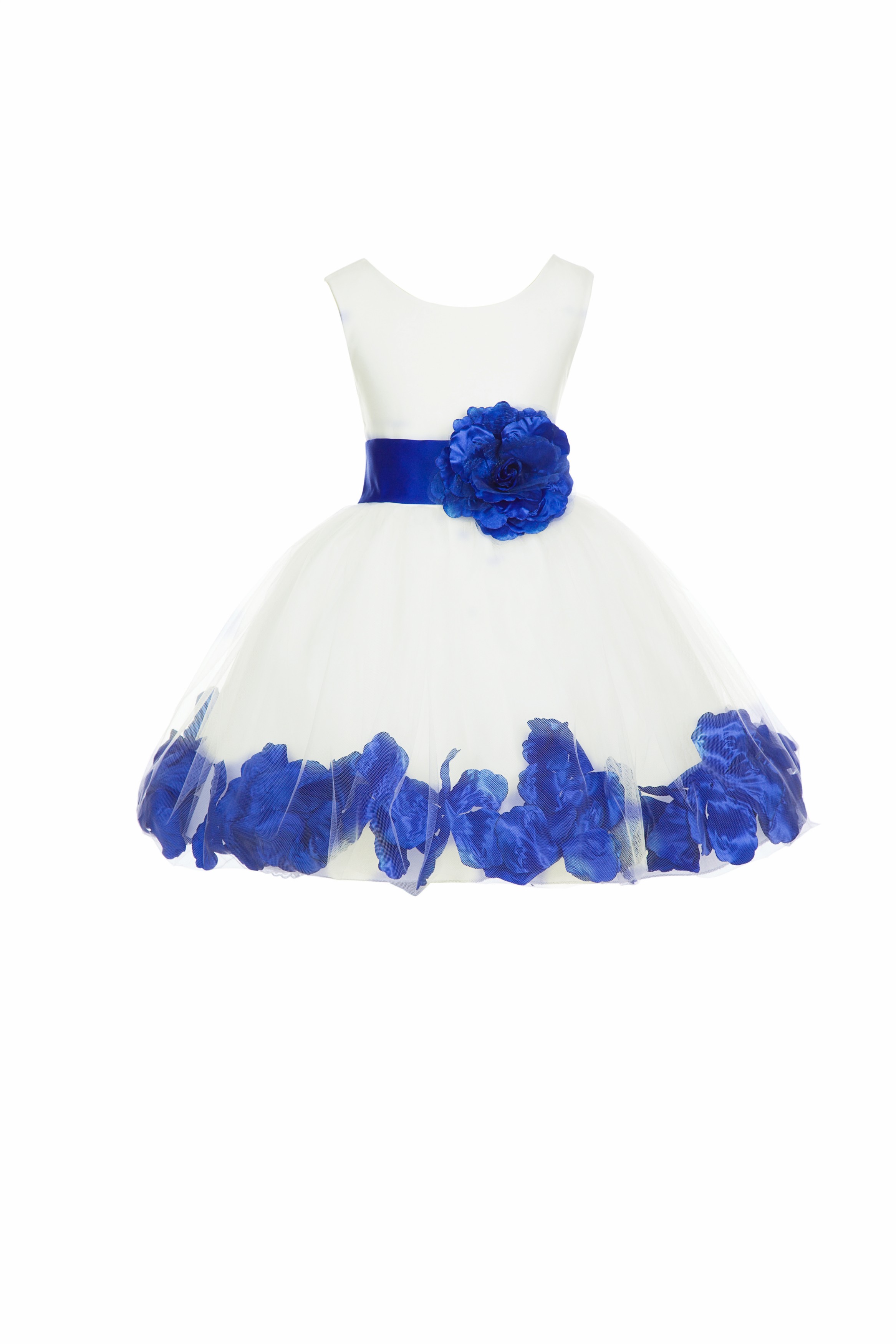 Ivory/Horizon Tulle Rose Petals Knee Length Flower Girl Dress 306S