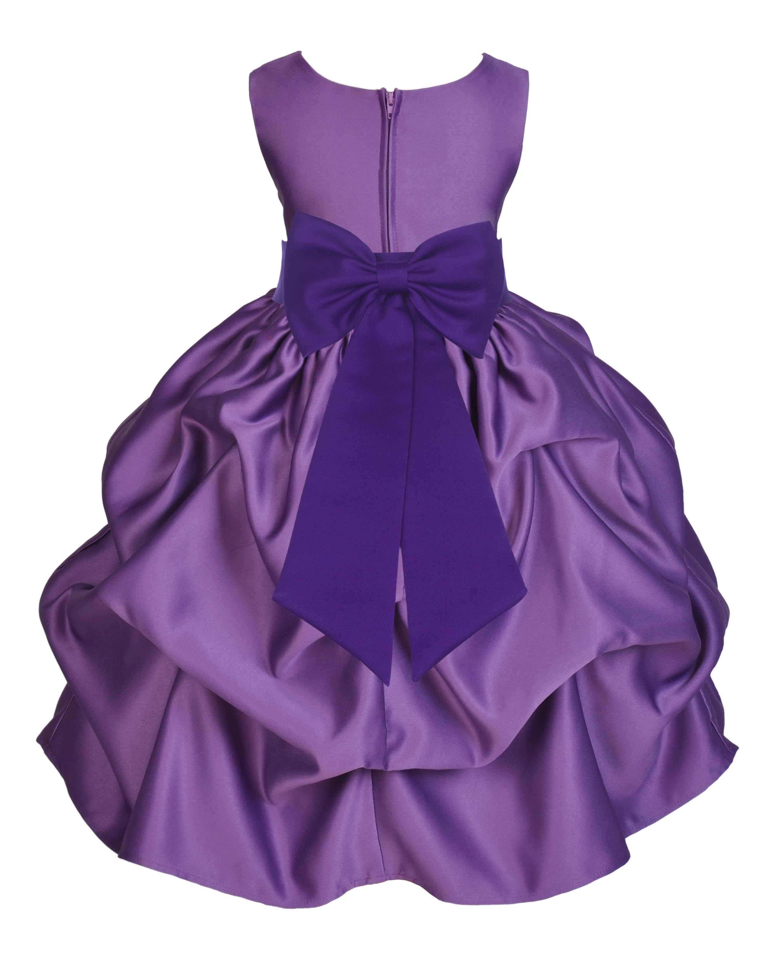 Purple/Cadbury Satin Pick-Up Flower Girl Dress Princess 208T