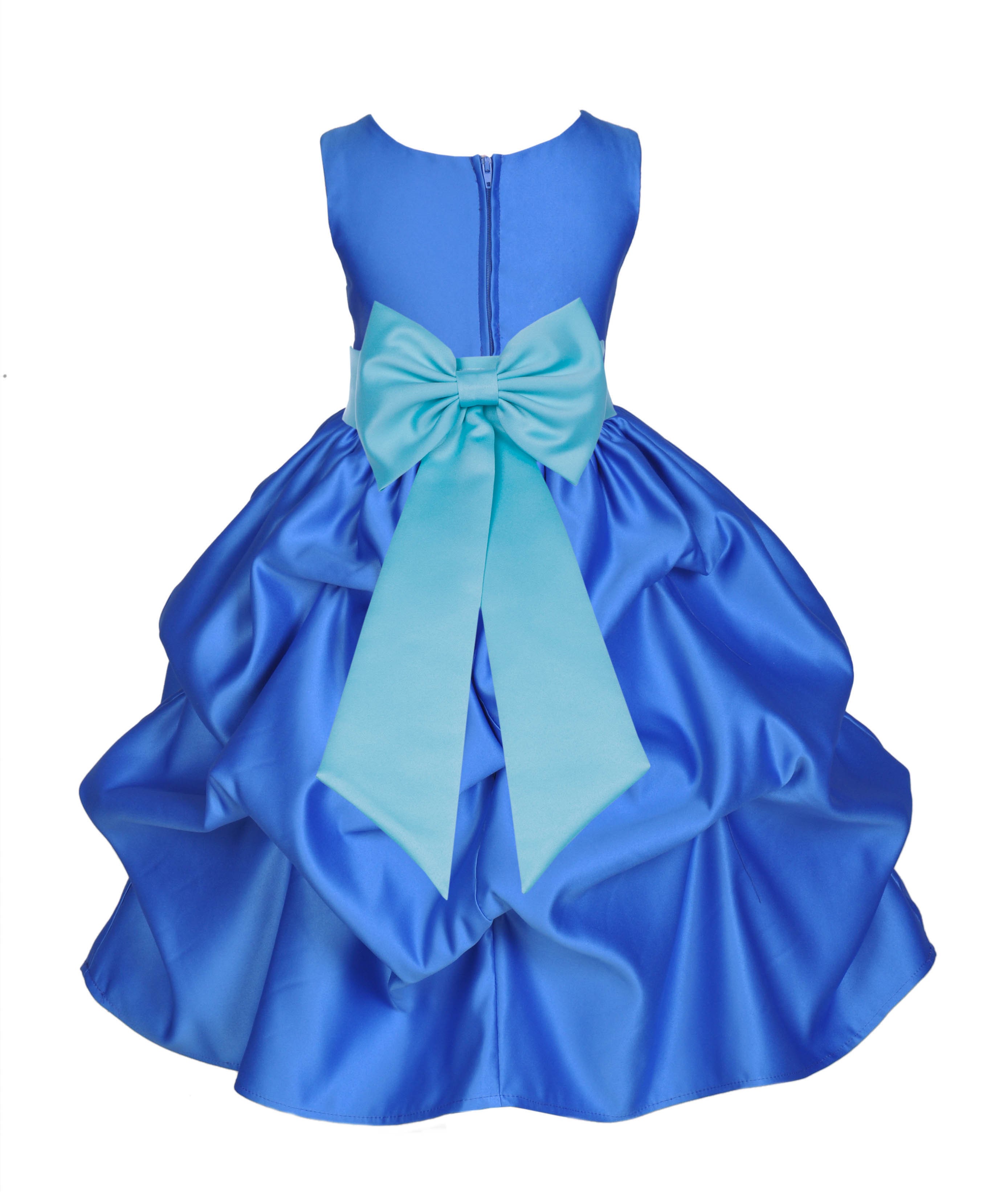 Royal Blue/Spa Satin Pick-Up Flower Girl Dress Dance 208T