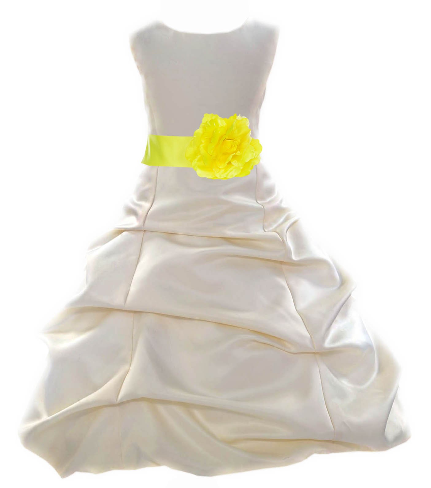 Ivory/Lemon Satin Pick-Up Bubble Flower Girl Dress Bridesmaid 808T