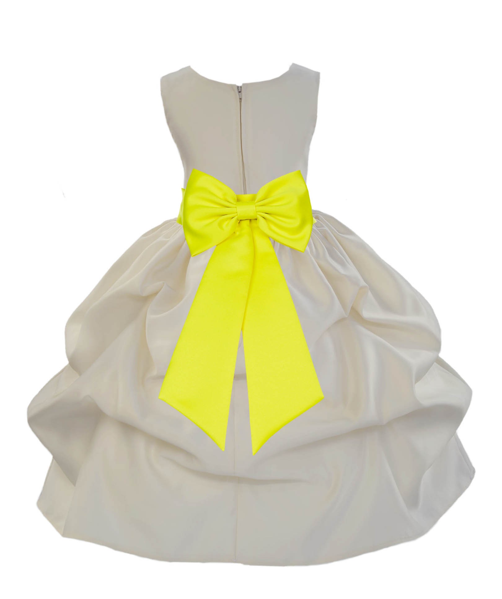 Ivory/Lemon Satin Pick-Up Flower Girl Dress Bridesmaid 208T