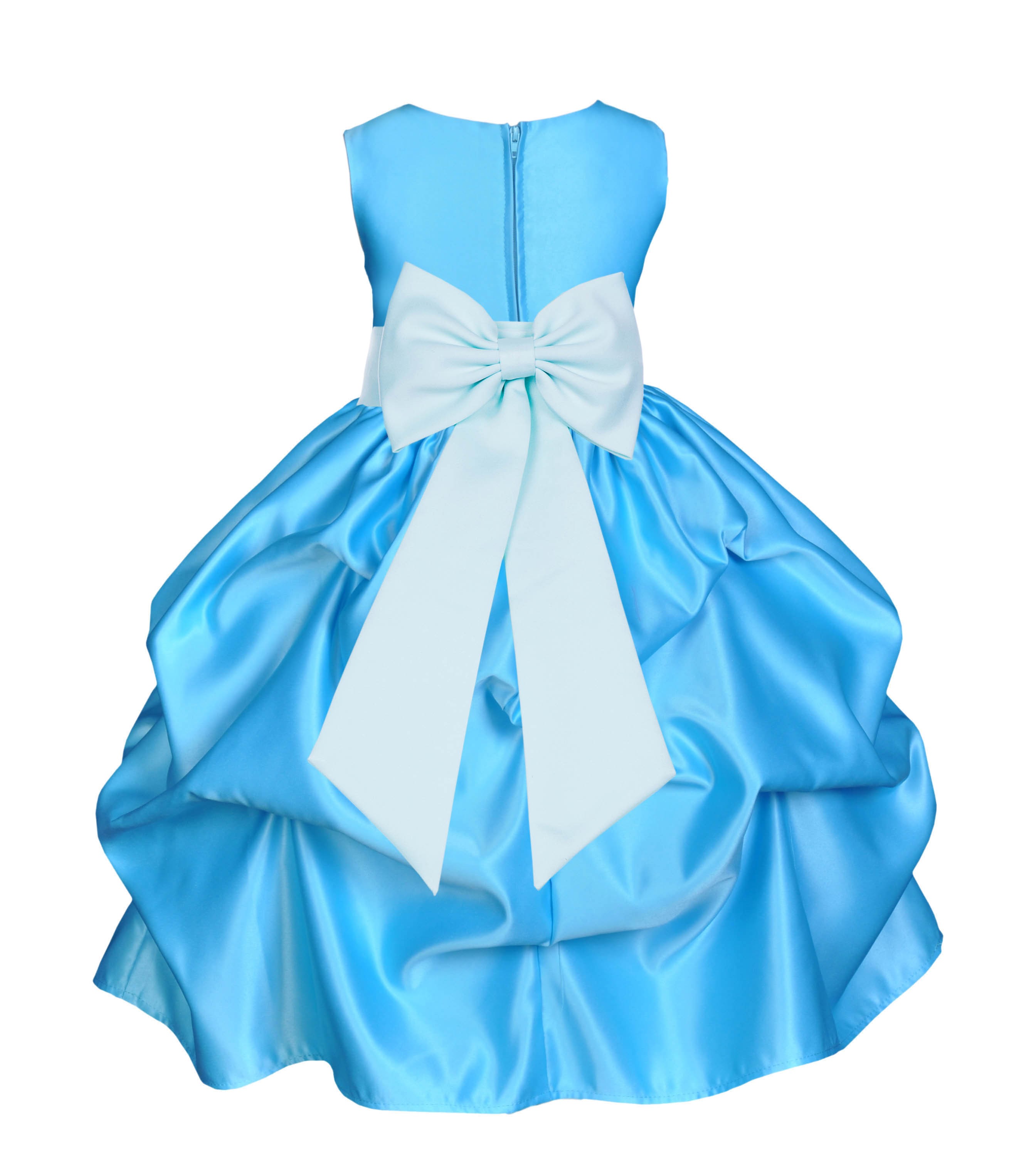 Turquoise/Mint Satin Pick-Up Flower Girl Dress Receptions 208T