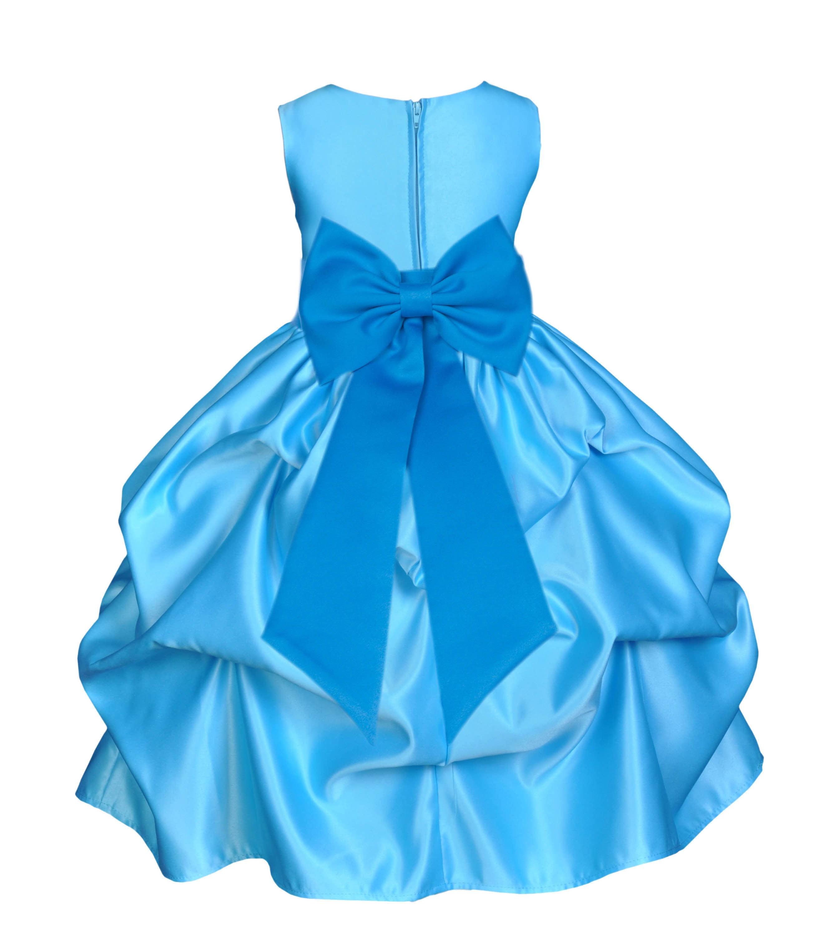 Turquoise/Malibu Satin Pick-Up Flower Girl Dress Receptions 208T