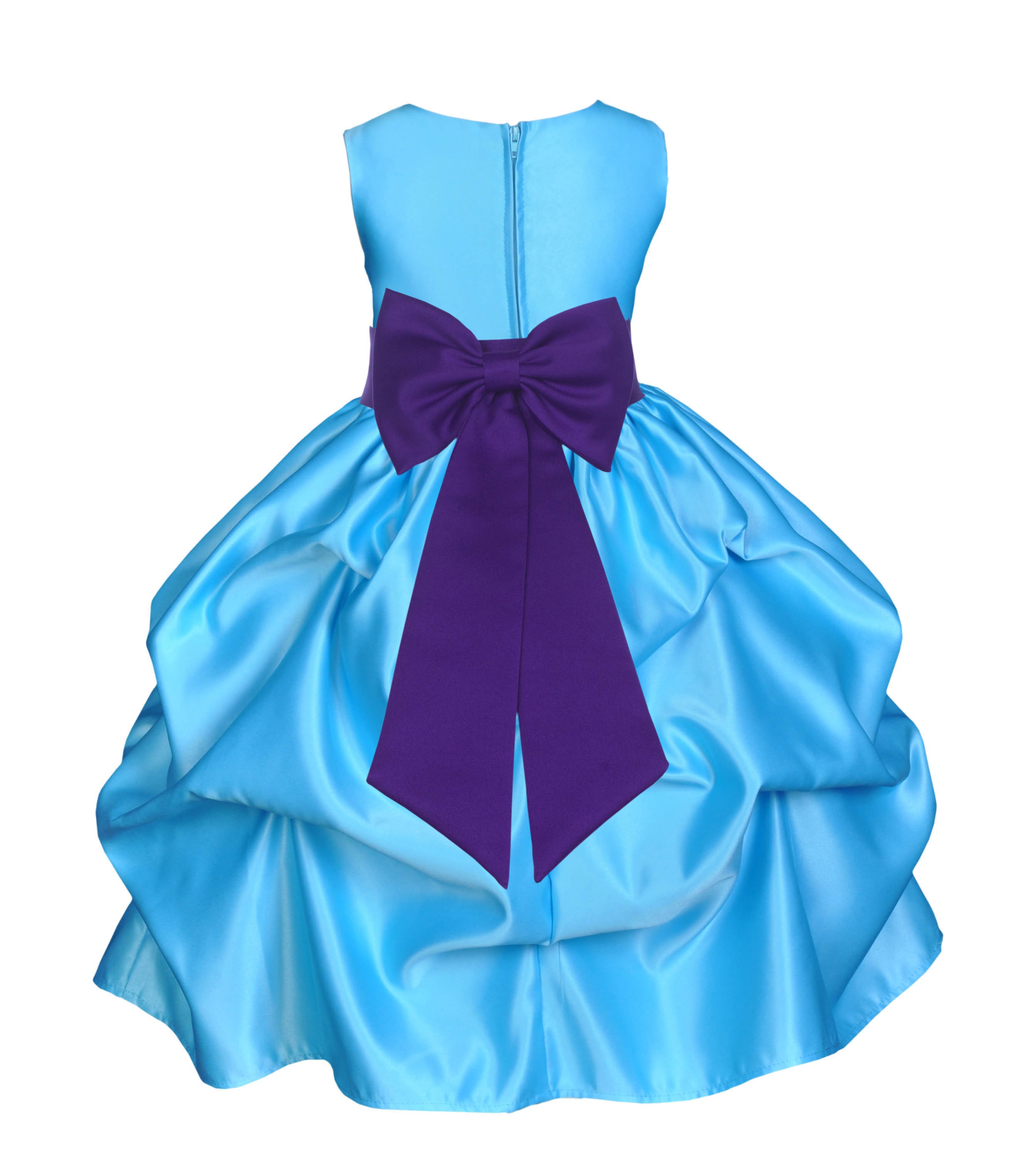 Turquoise/Cadbury Satin Pick-Up Flower Girl Dress Receptions 208T