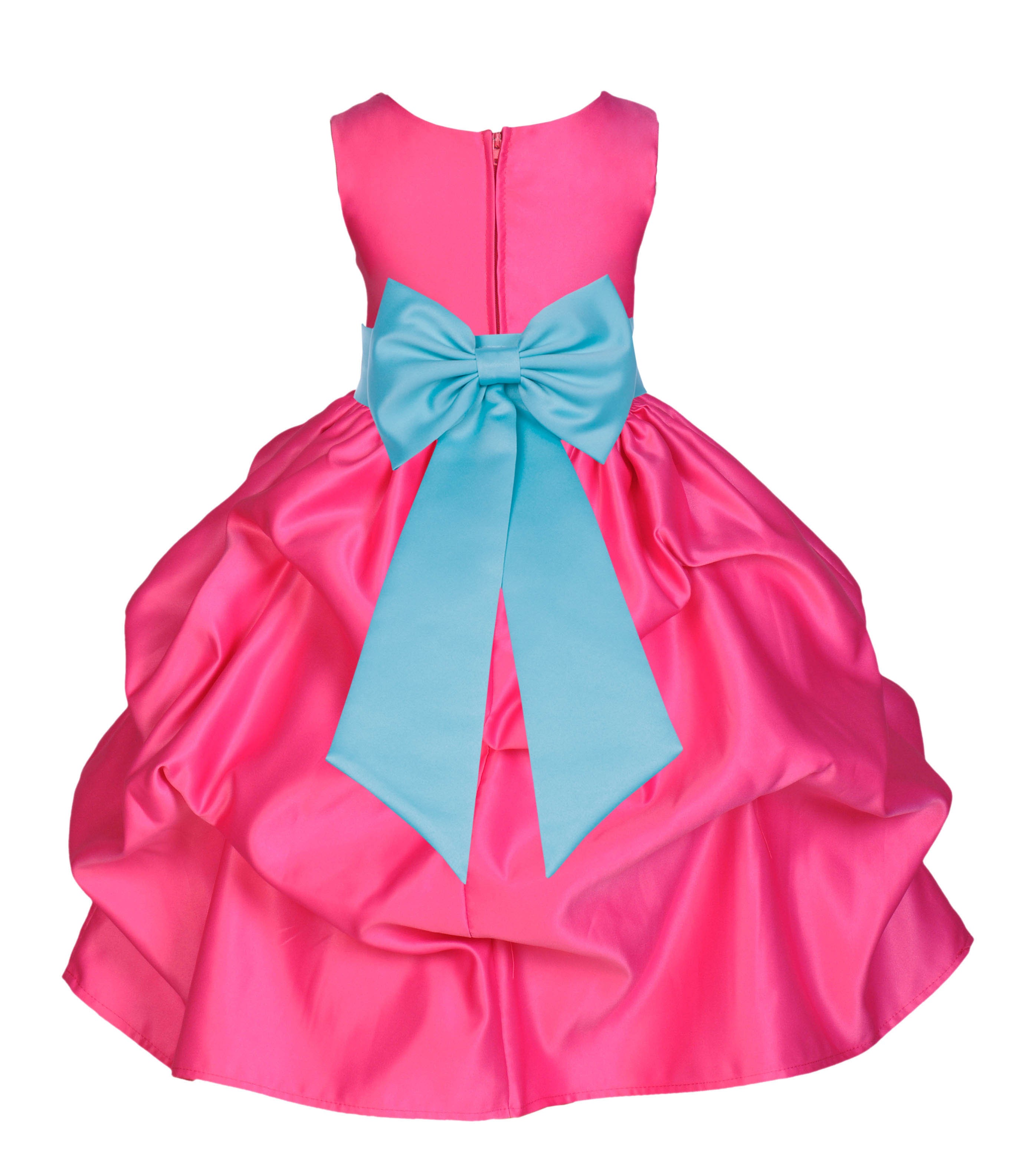 Fuchsia/Spa Satin Pick-Up Flower Girl Dress Recital 208T