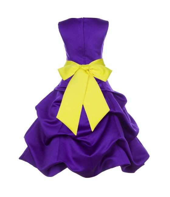 Cadbury Regency/Lemon Satin Pick-Up Bubble Flower Girl Dress 806S