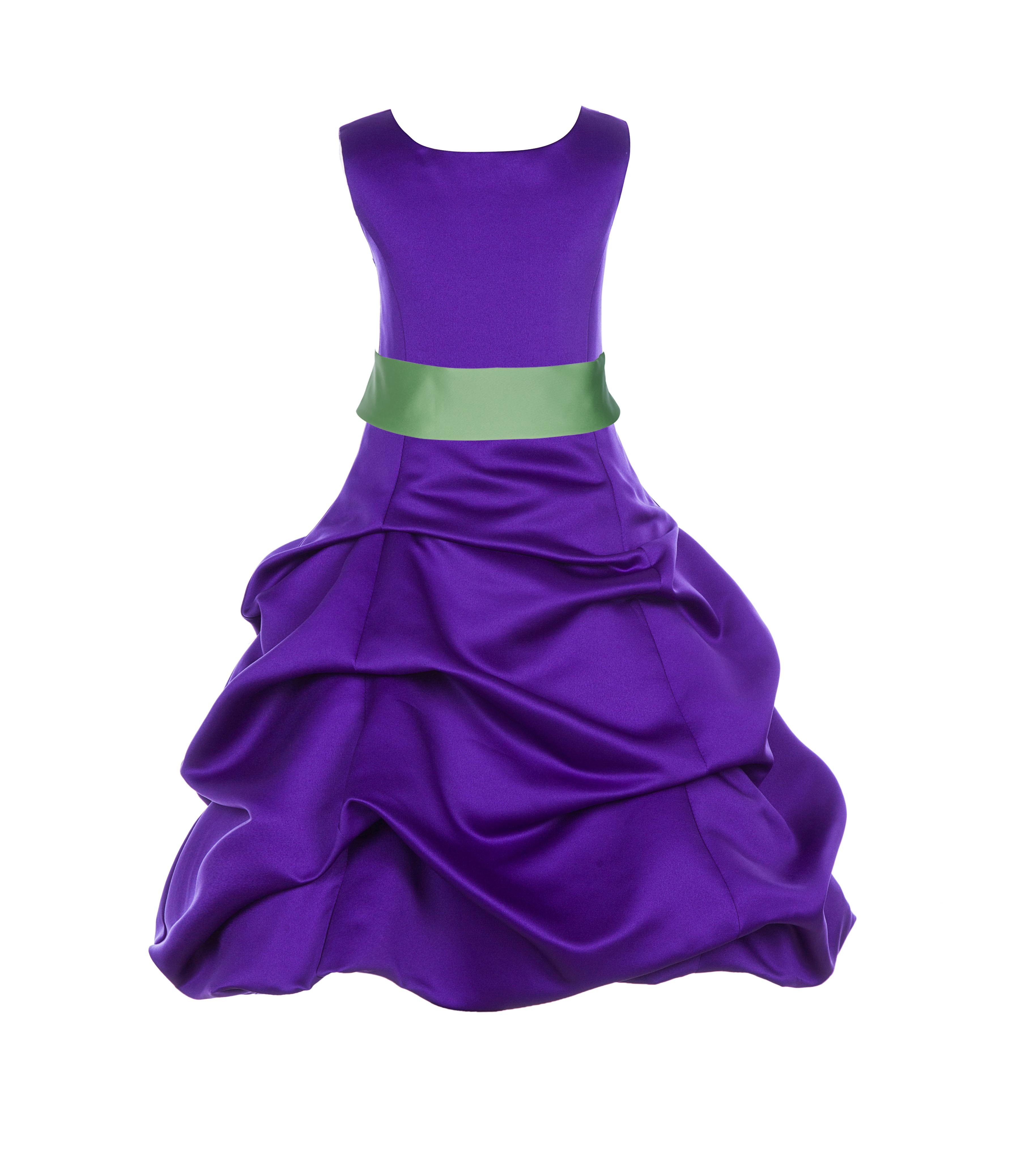 Cadbury Regency/Apple Green Satin Pick-Up Bubble Flower Girl Dress 806S