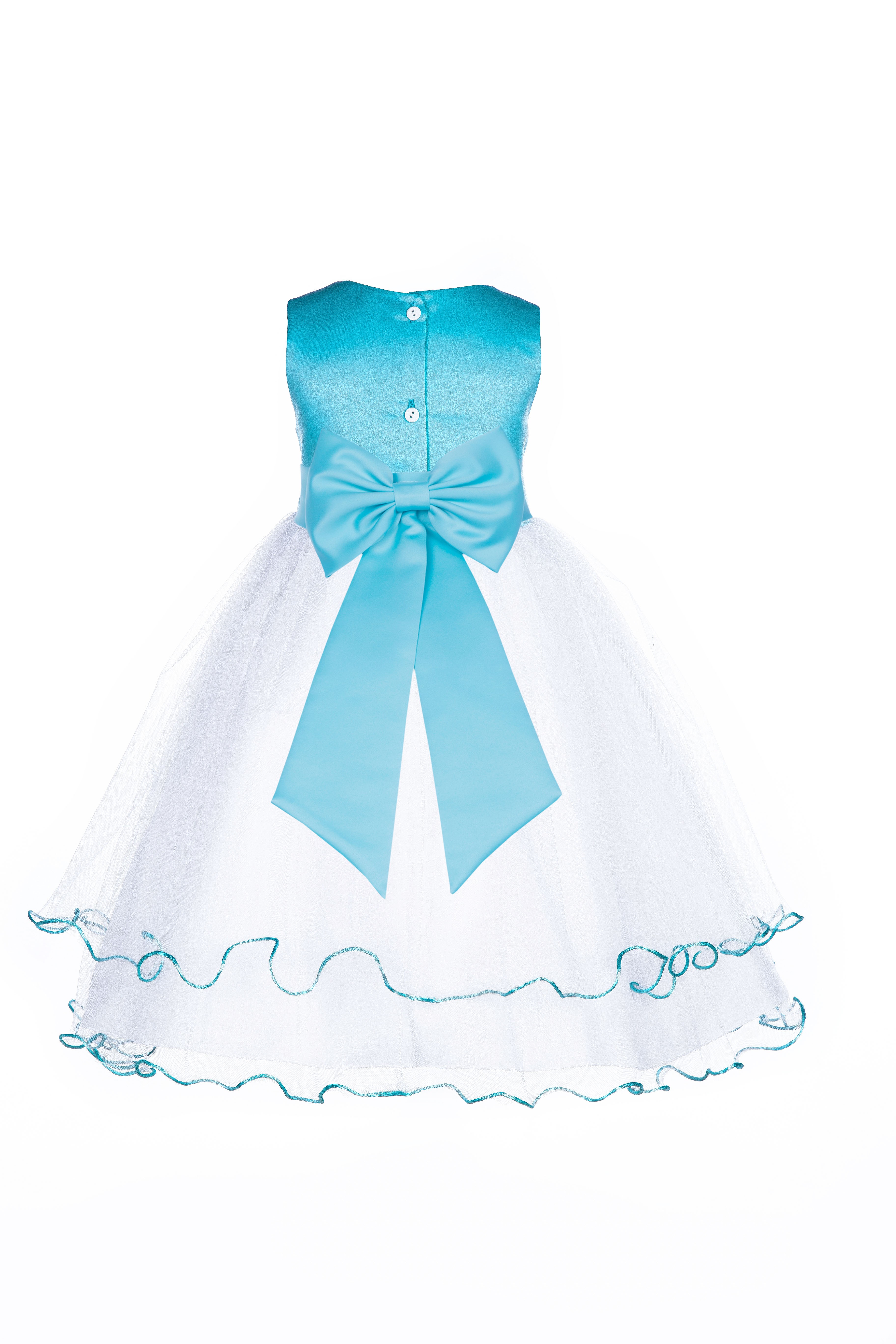 Spa Blue Satin Tulle Butterflies Flower Girl Dress Occasions 801T