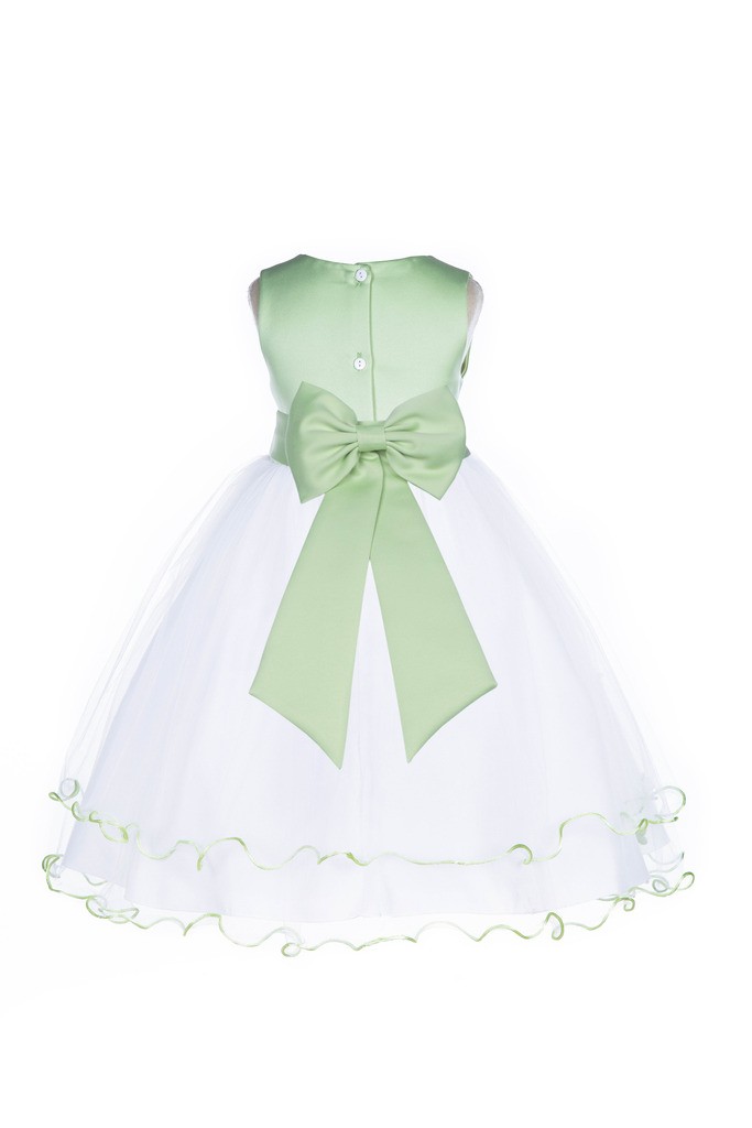 Apple Green Satin Tulle Butterflies Flower Girl Dress Occasions 801T